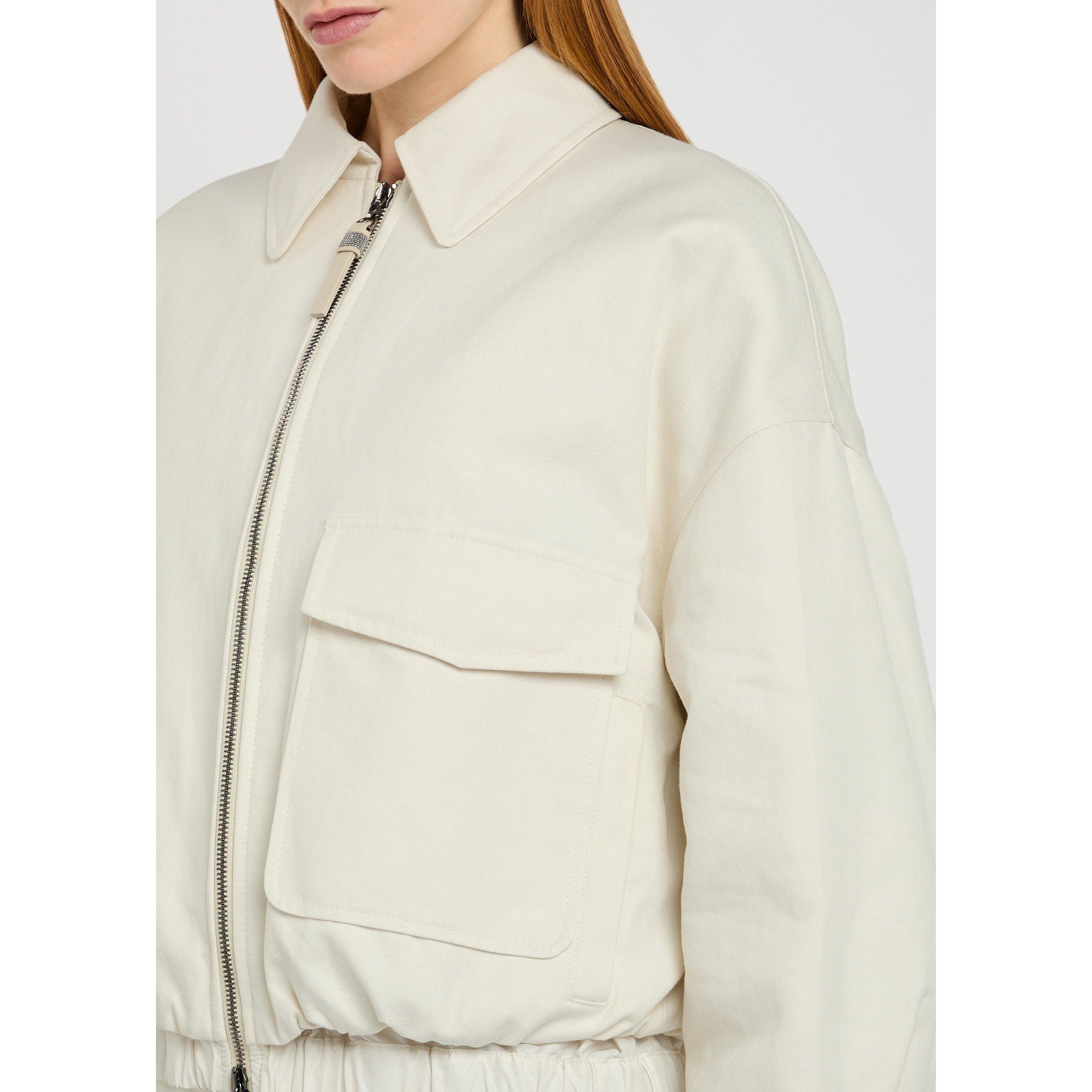 CREAM - Brunello Cucinelli - Women's Travelwear Cotton Oversized-Fit Bomber Jacket - 4
