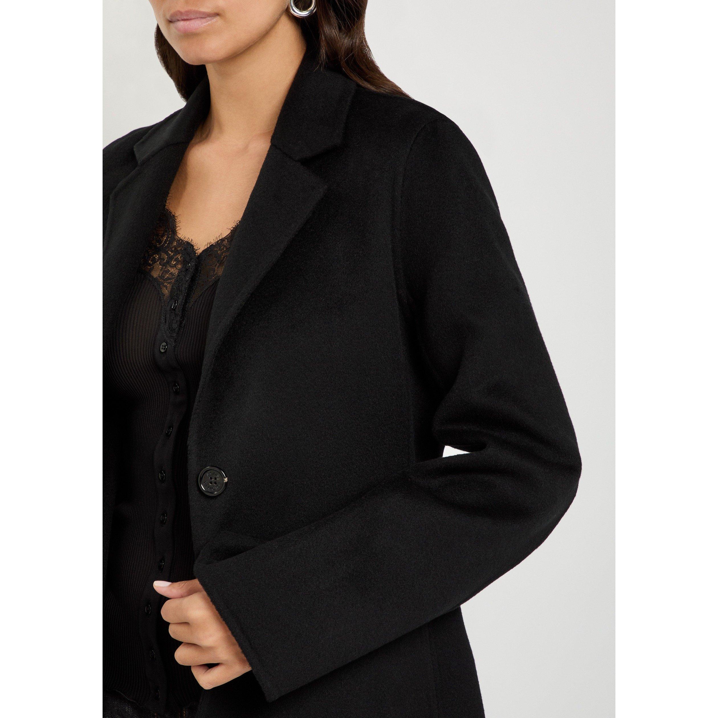 BLACK - Acne Studios - Women's Olyxana Wool Cashmere Double-Breasted Slim-Fit Overcoat - 4