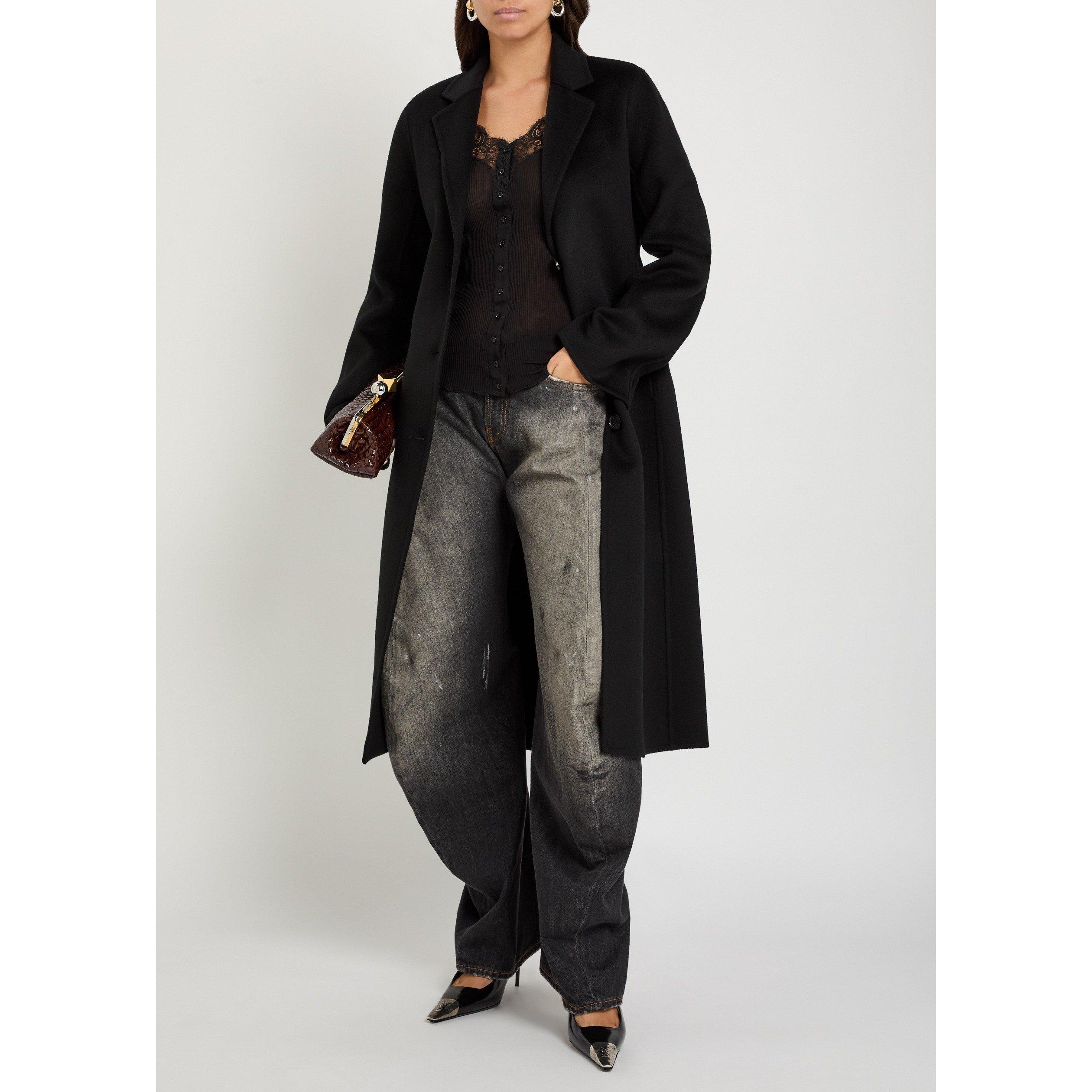 BLACK - Acne Studios - Women's Olyxana Wool Cashmere Double-Breasted Slim-Fit Overcoat - 5