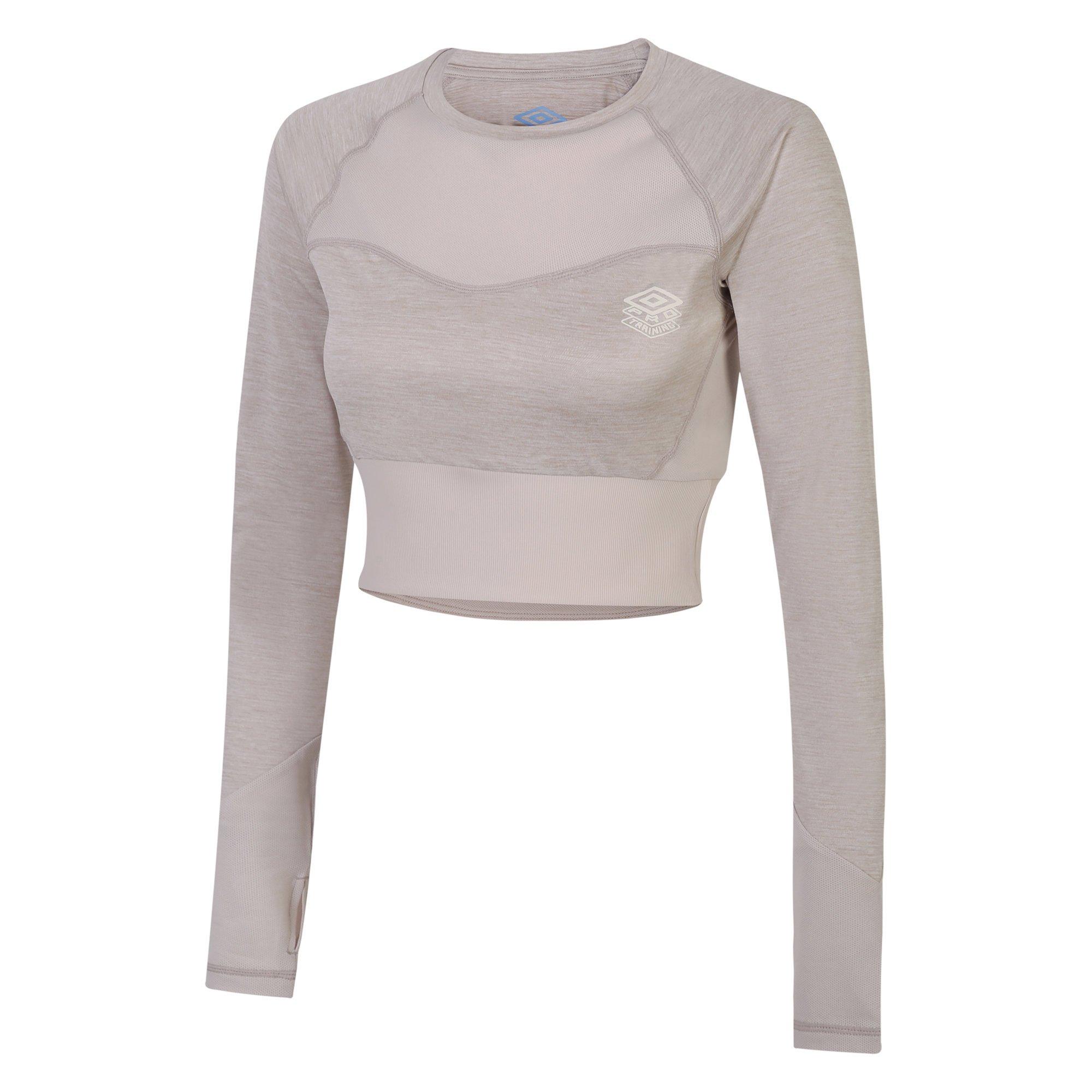 Slvr Gry Mrl - Umbro - UA Pro Training Long-Sleeved Crop Top - 5