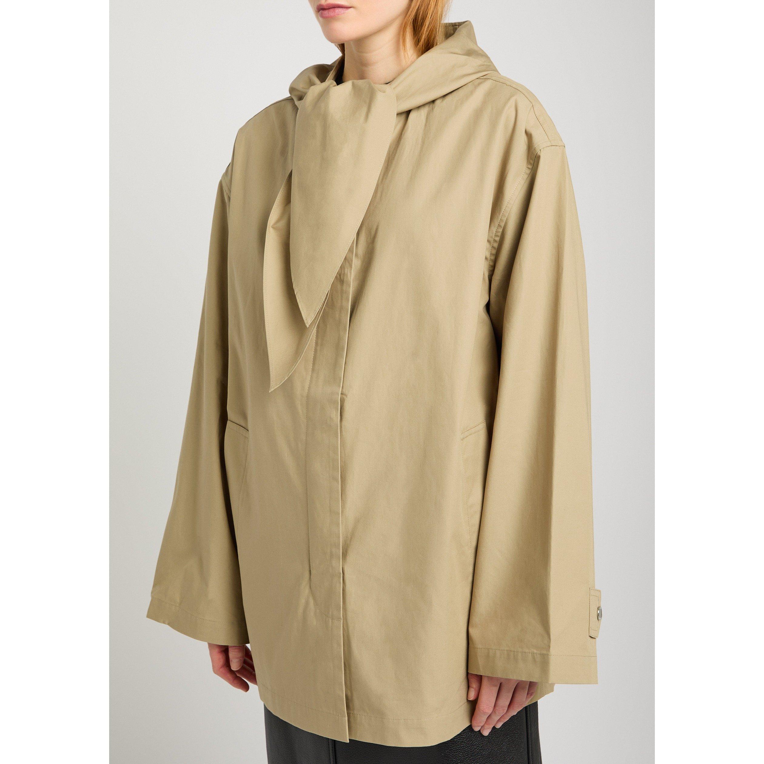 BEIGE - Toteme - Women's Technical Scarf Cotton Oversized-Fit Anorak - 2