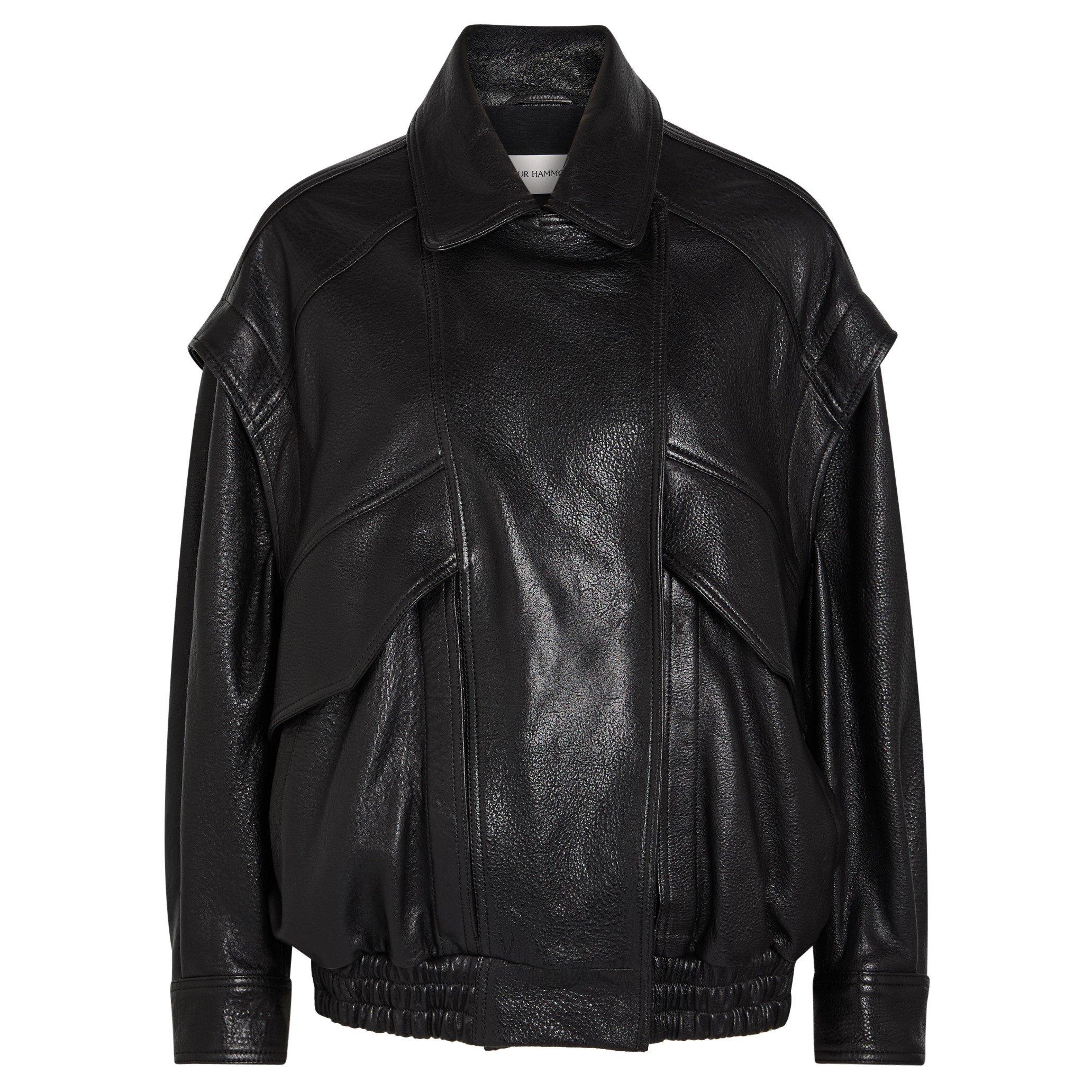BLACK - Nour Hammour - Women's Micah Oversized-Fit Leather Jacket - 1