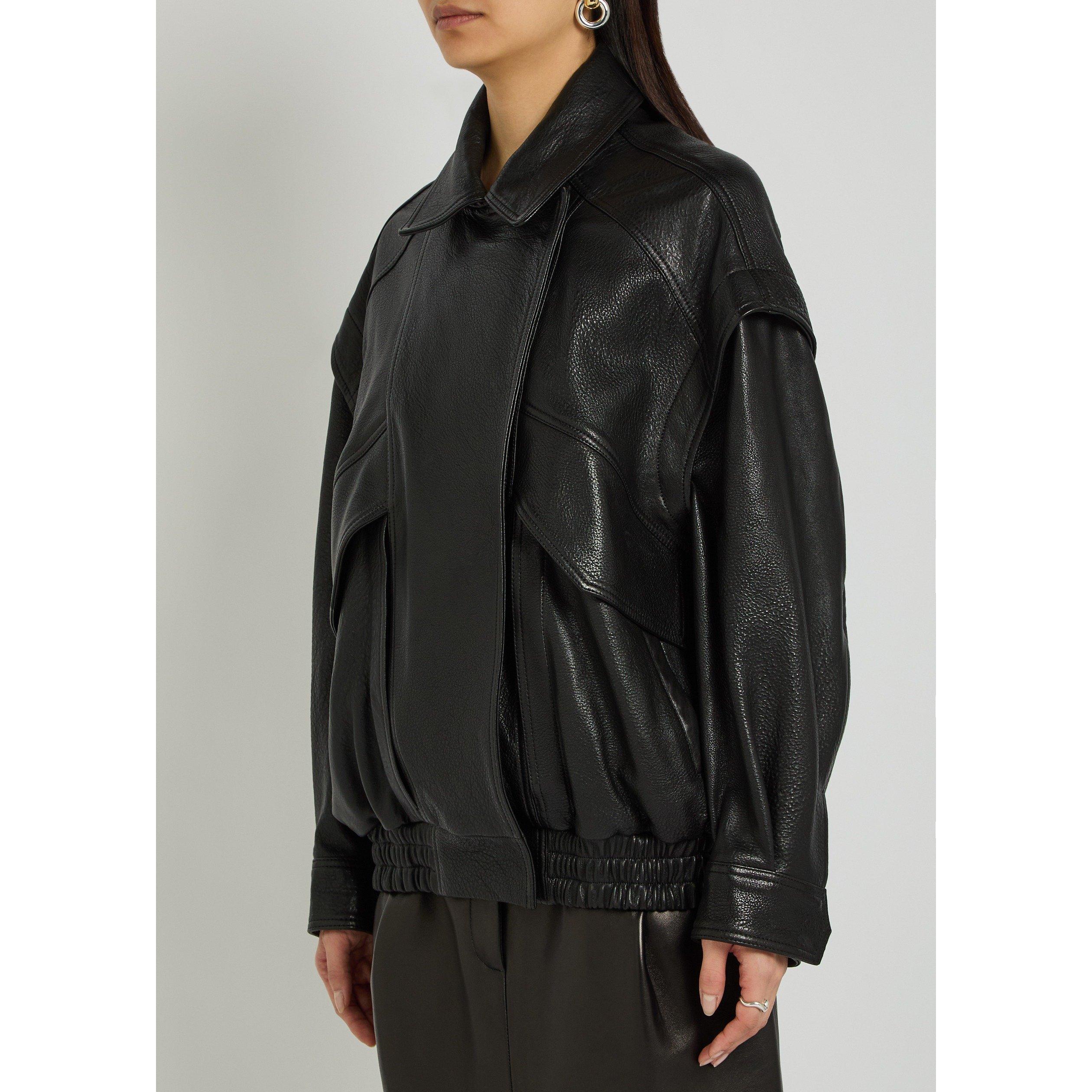 BLACK - Nour Hammour - Women's Micah Oversized-Fit Leather Jacket - 2