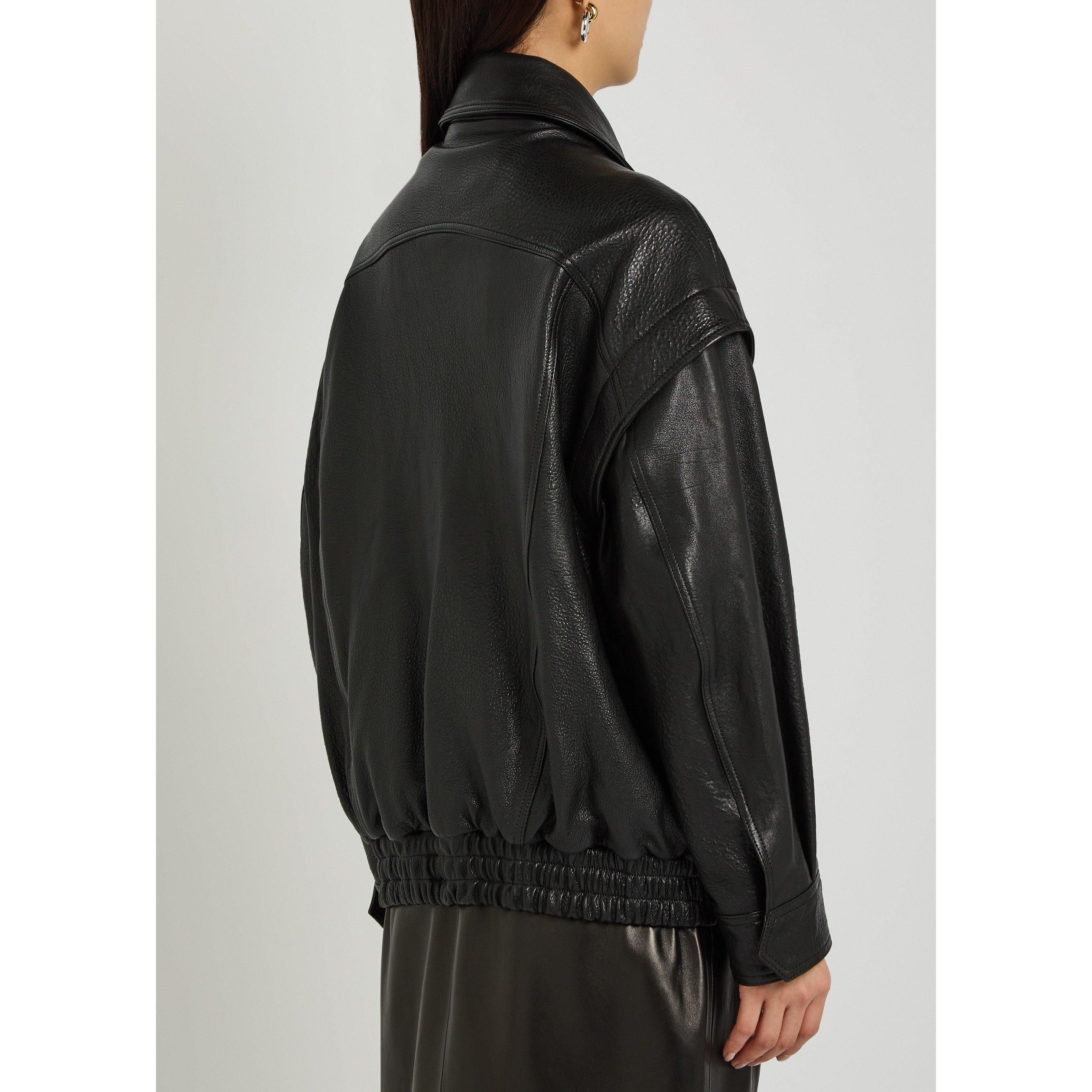 BLACK - Nour Hammour - Women's Micah Oversized-Fit Leather Jacket - 3