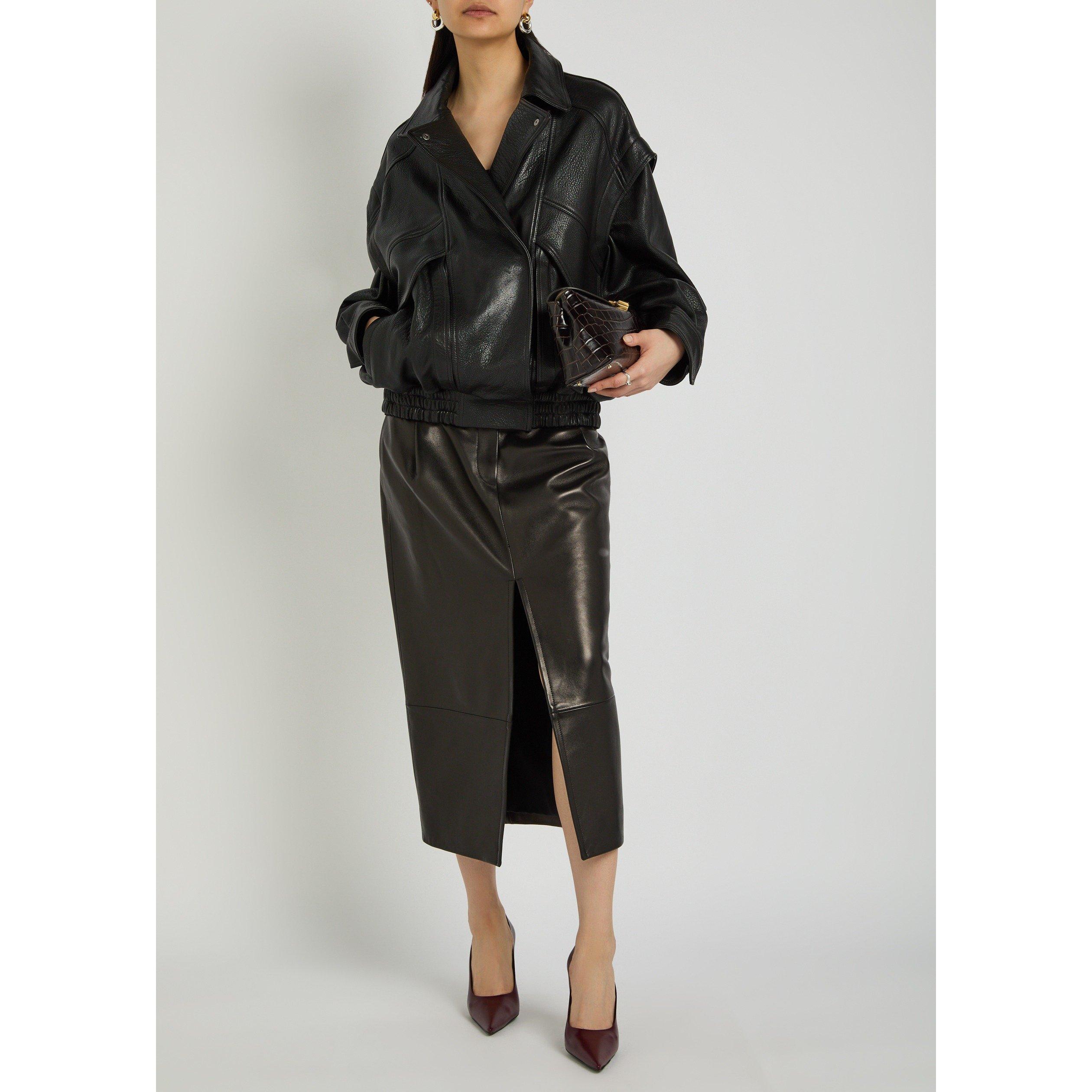 BLACK - Nour Hammour - Women's Micah Oversized-Fit Leather Jacket - 5