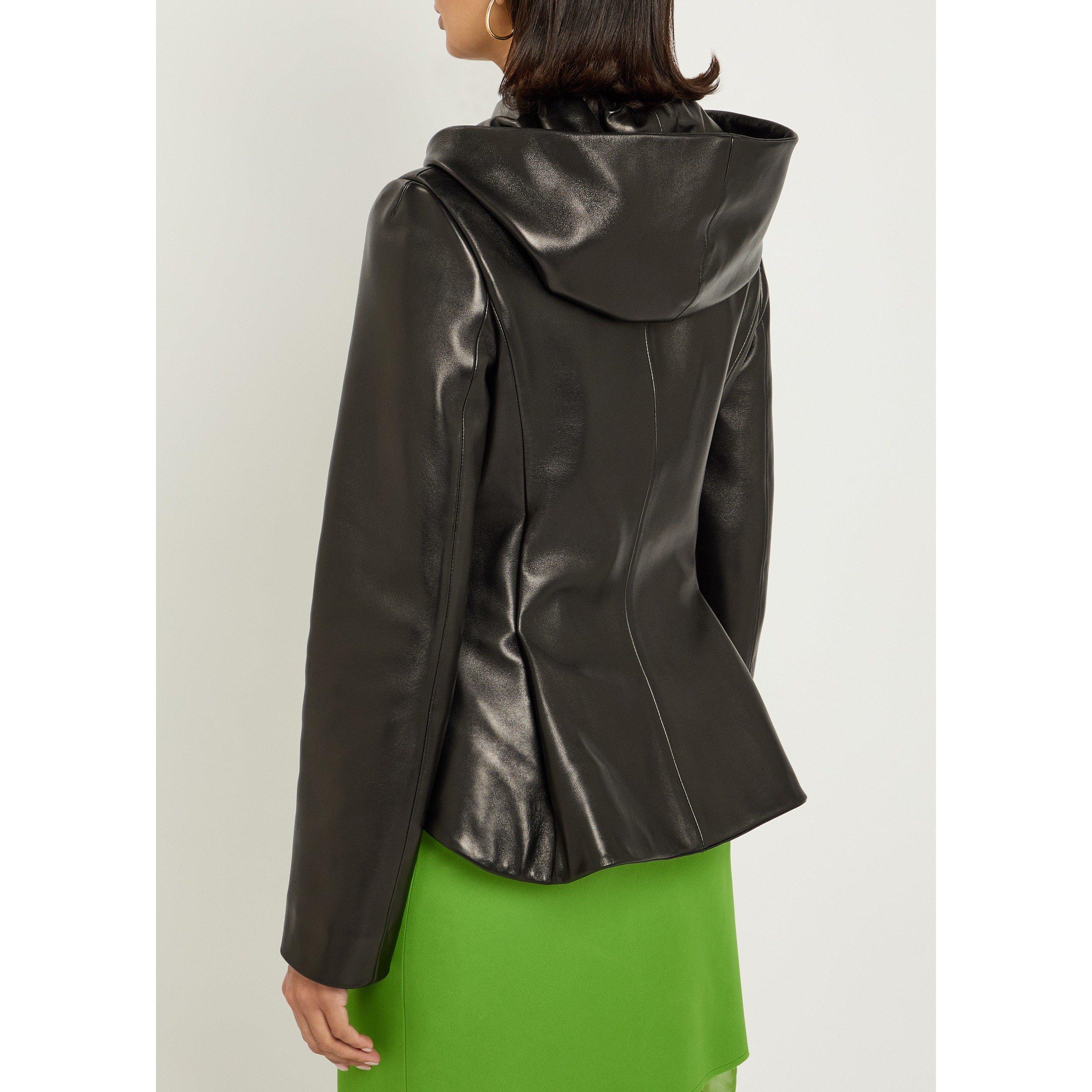 BLACK - Khaite - Women's June Peplum Leather Jacket - 3