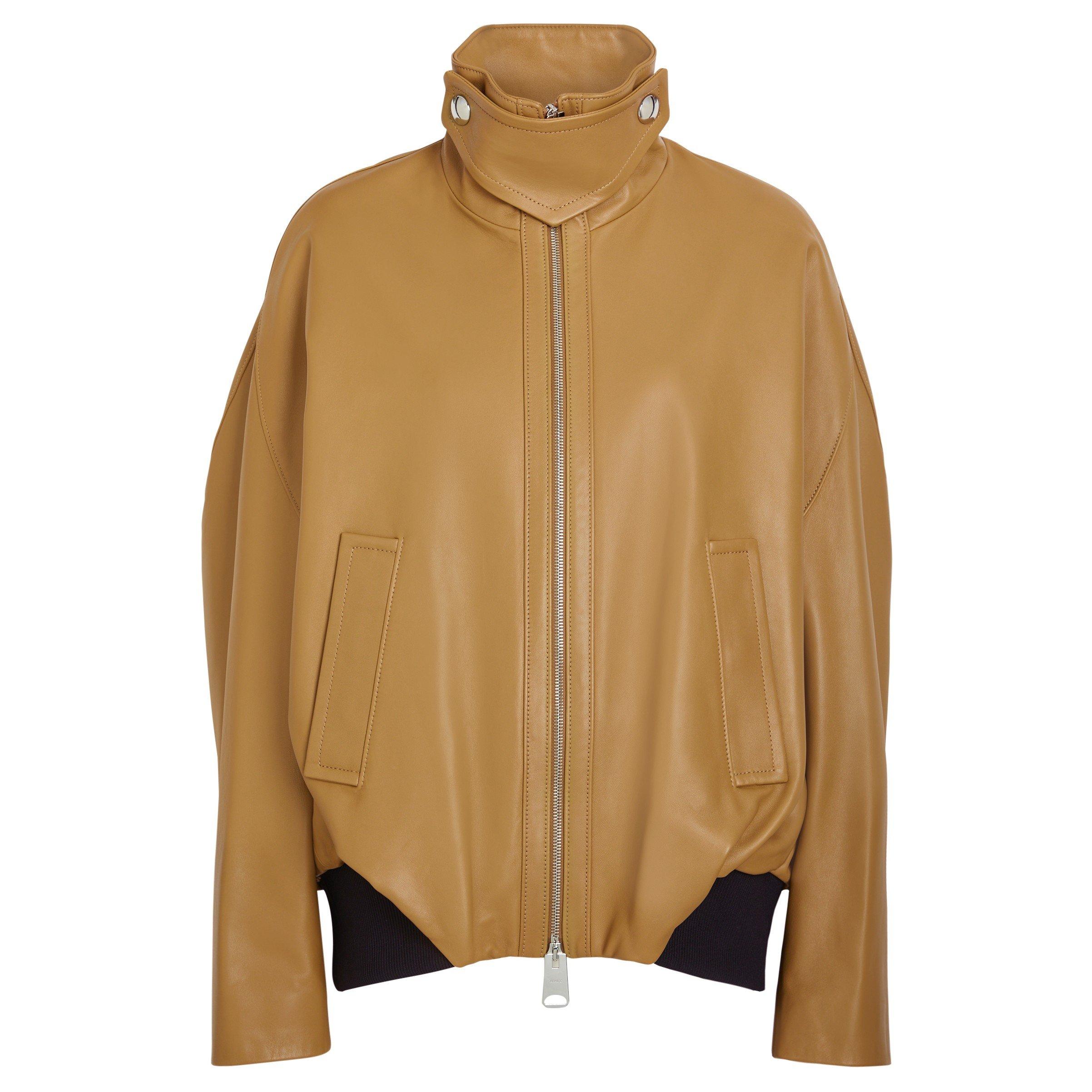 CARAMEL - Khaite - Women's Hamett Oversized-Fit Leather Jacket - 1