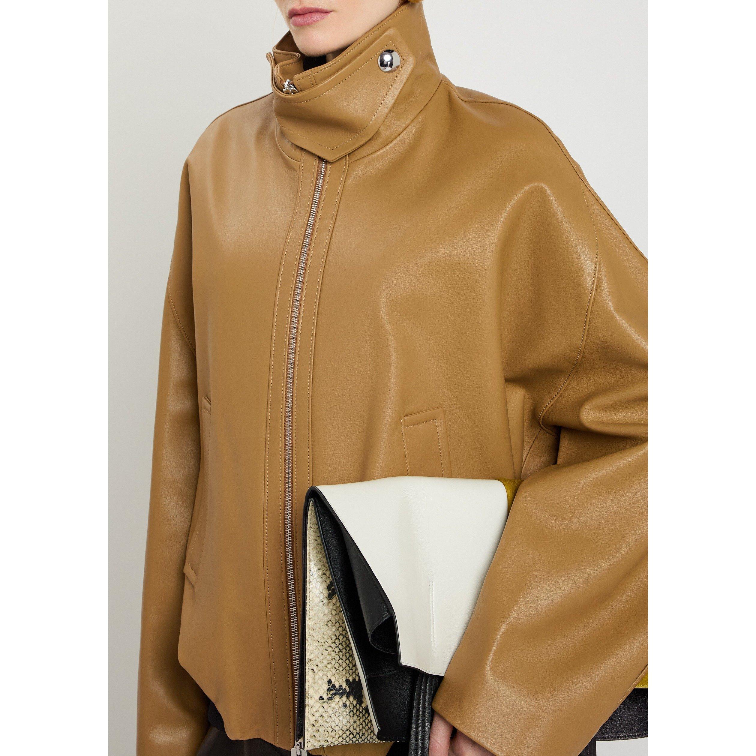 CARAMEL - Khaite - Women's Hamett Oversized-Fit Leather Jacket - 4