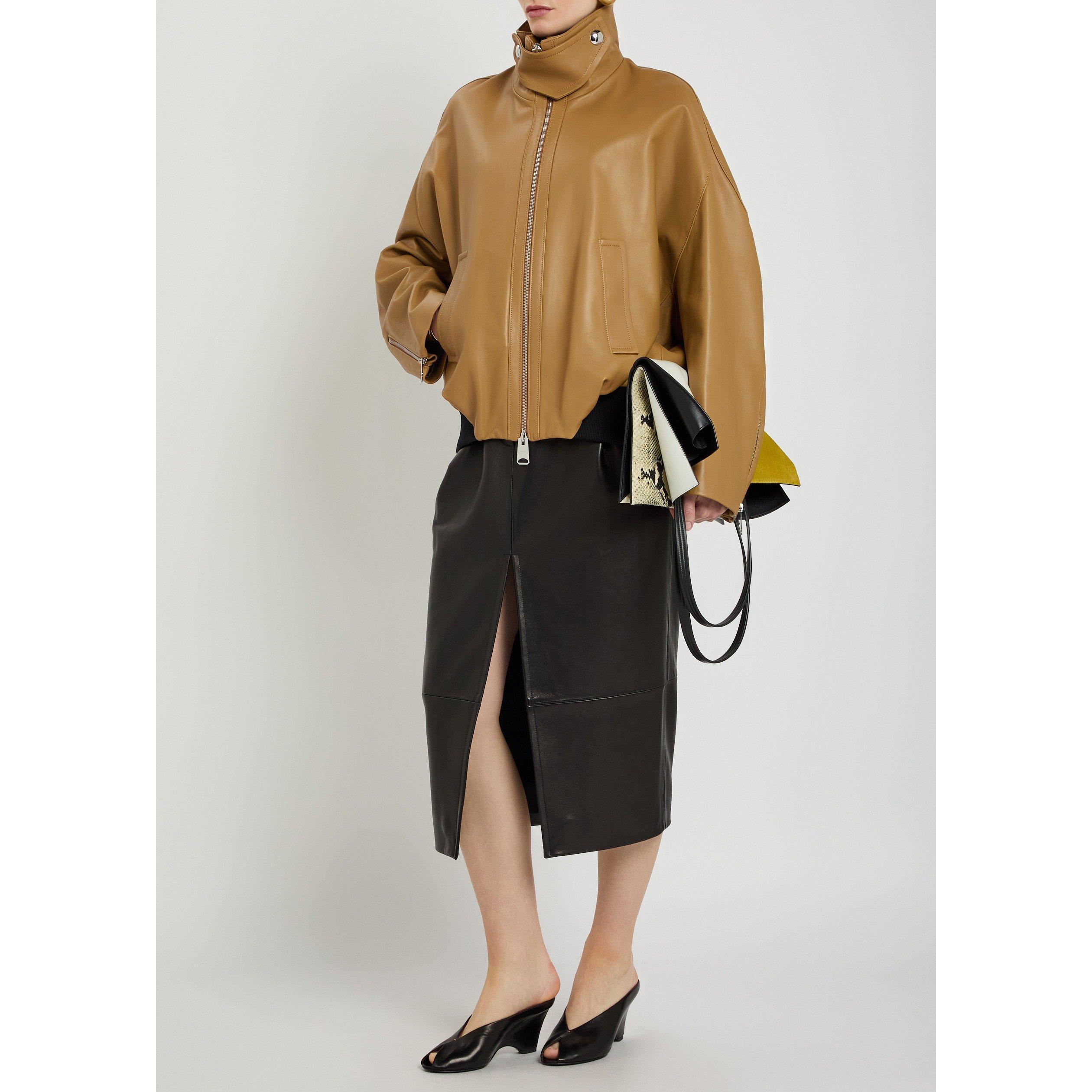 CARAMEL - Khaite - Women's Hamett Oversized-Fit Leather Jacket - 5