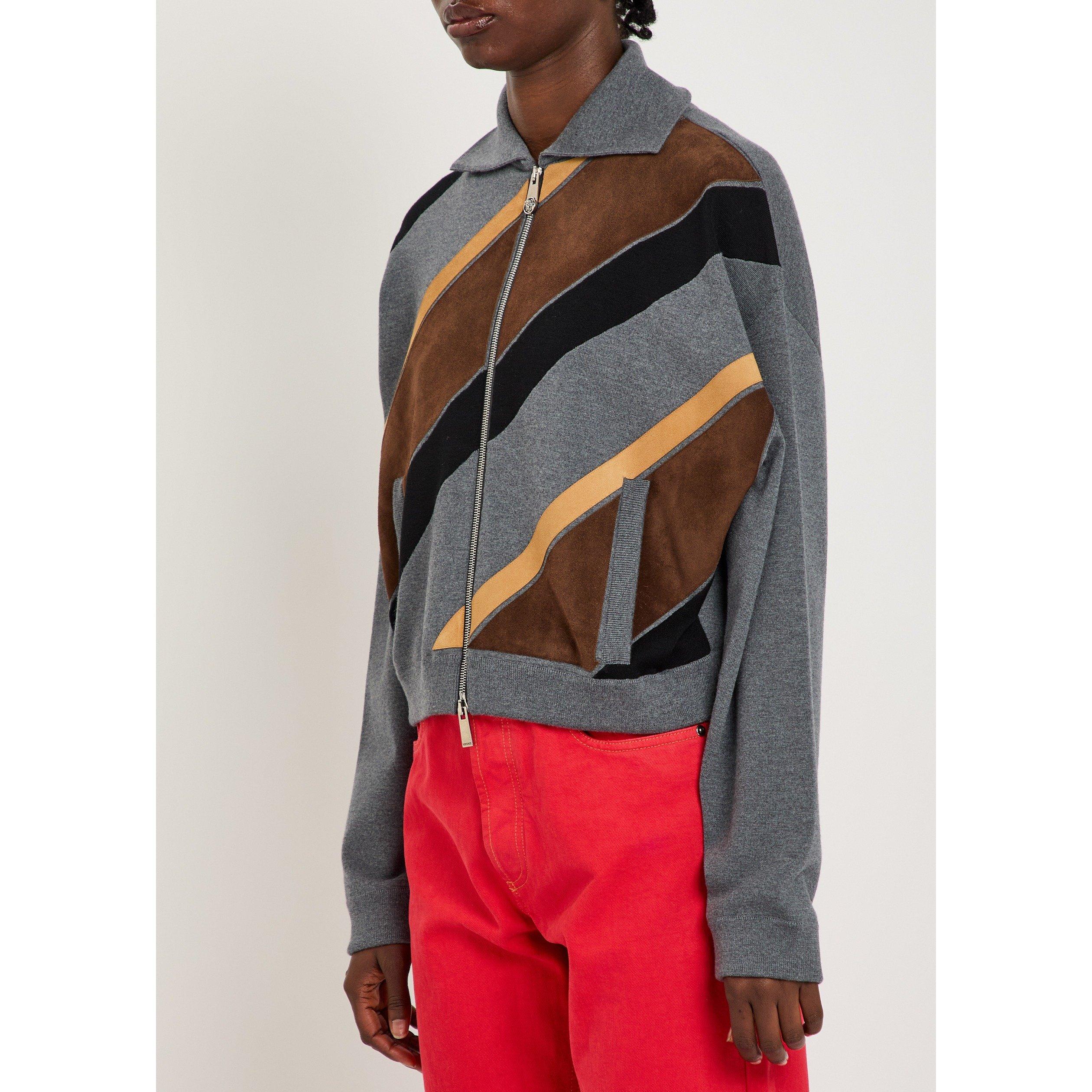GREY - Versace - KNIT OUTERWEAR LEATHER PATCHWO - 2