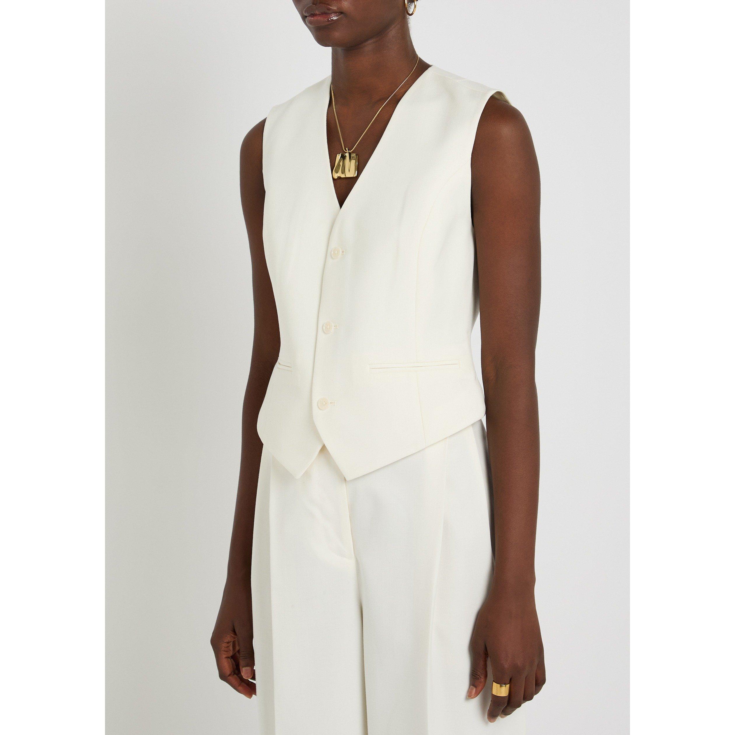ECRU - Anine Bing - Women's Mario Wool V-Neck Waistcoat - 2