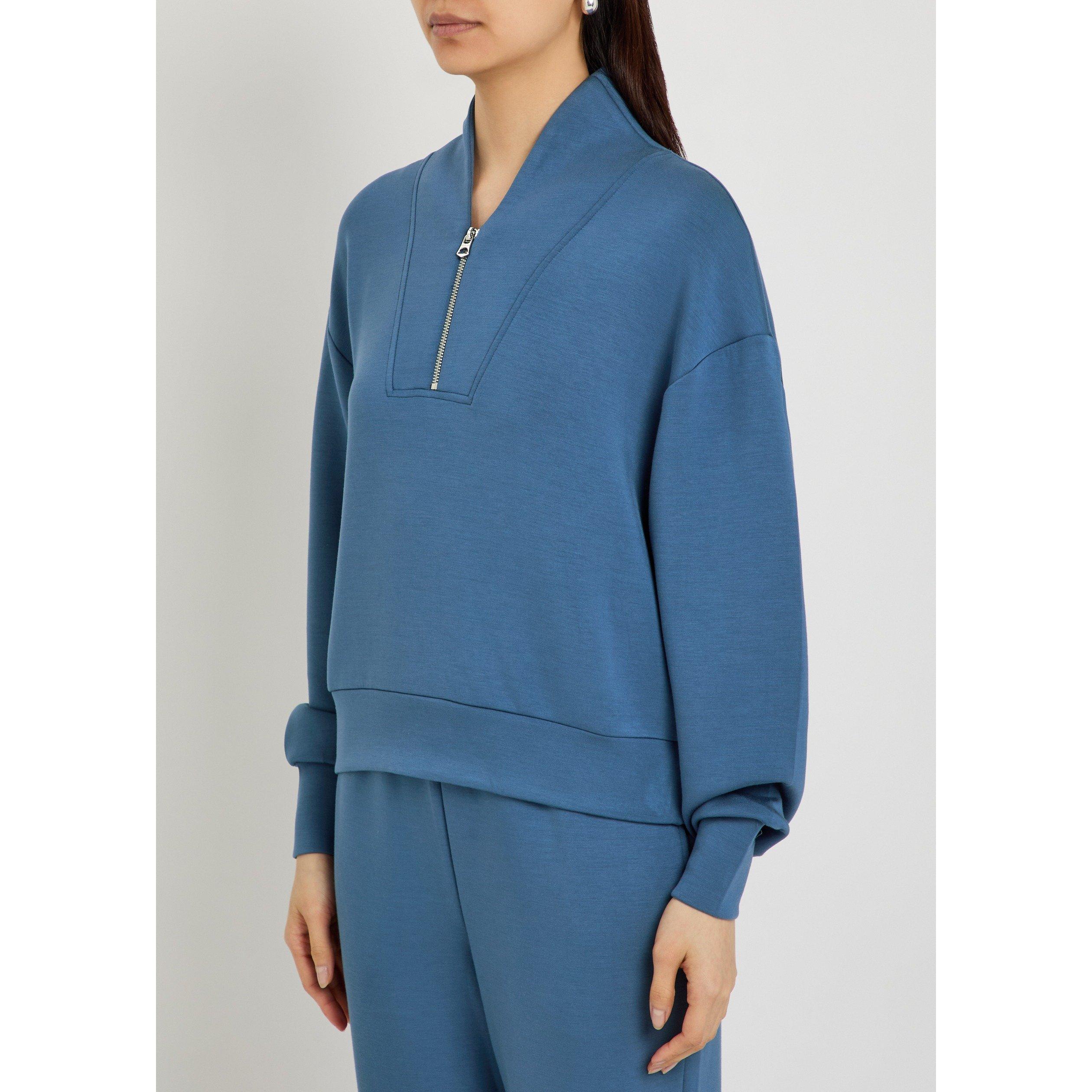 BLUE - Varley - Women's Davidson Quarter-Zip Cropped Sweatshirt - 2