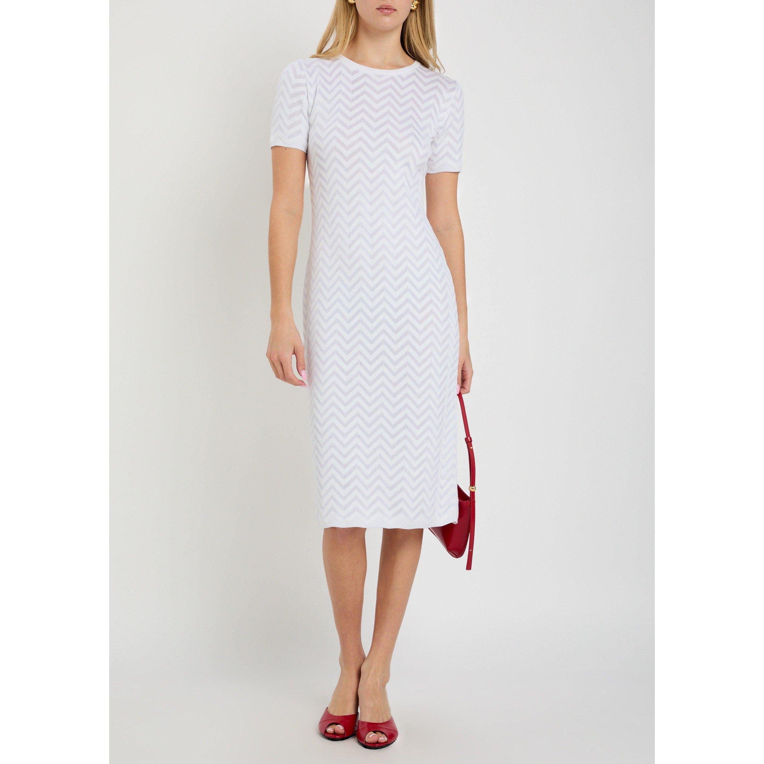WHITE - Missoni - Women's Cotton Midi Knitted Dress - 5