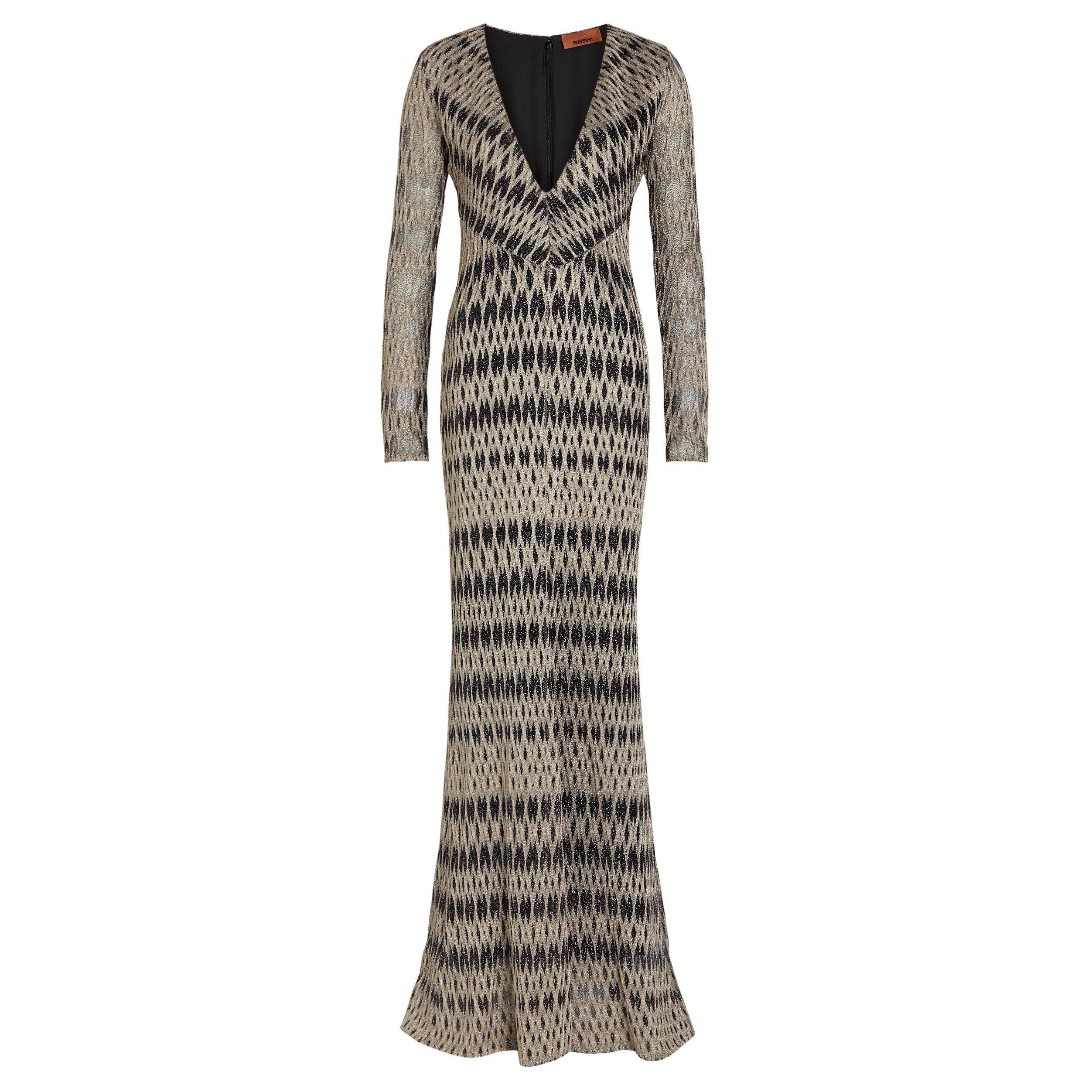 BEIGE AND OTHER - Missoni - Women's V-Neck Long-Sleeve Knitted Dress - 1