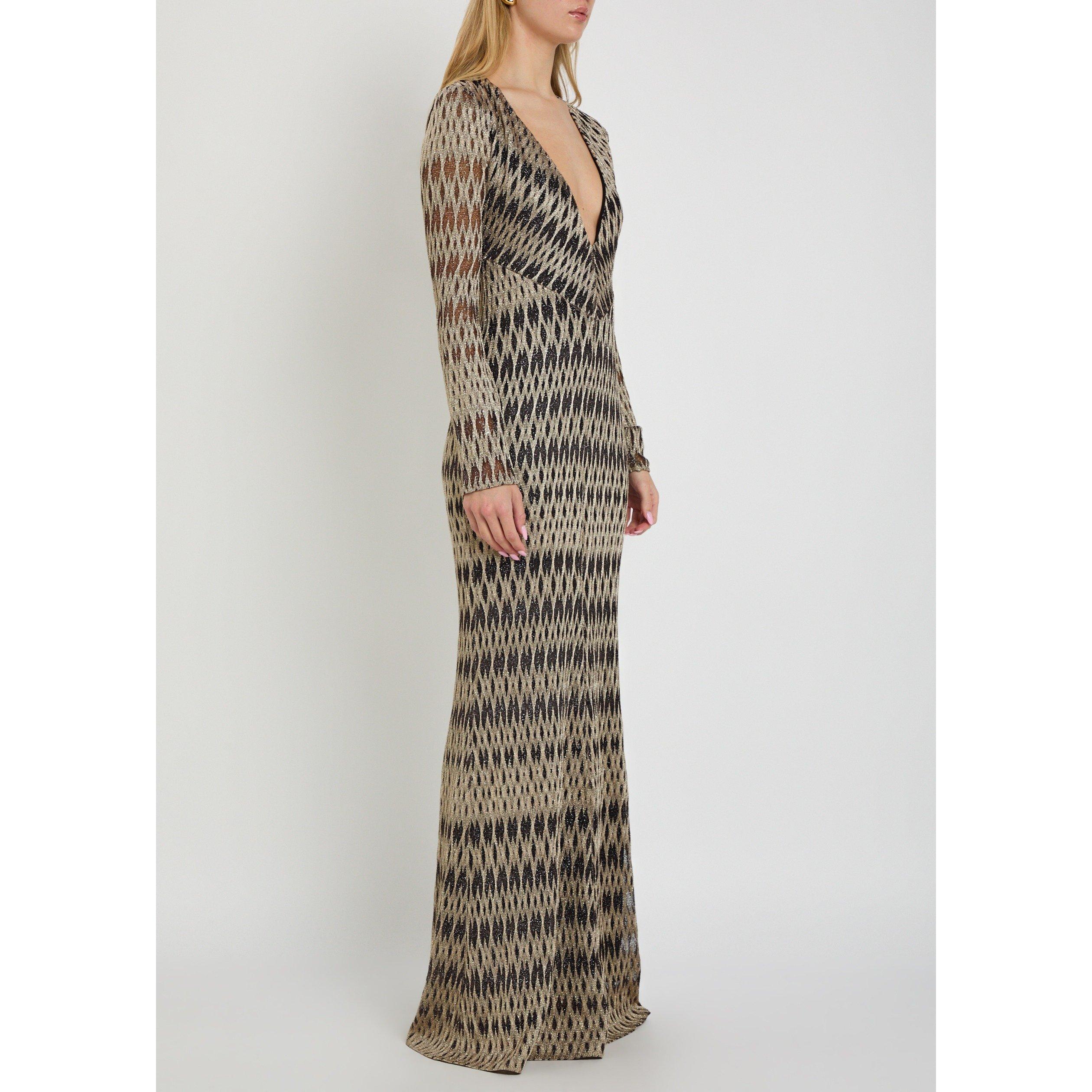 BEIGE AND OTHER - Missoni - Women's V-Neck Long-Sleeve Knitted Dress - 2