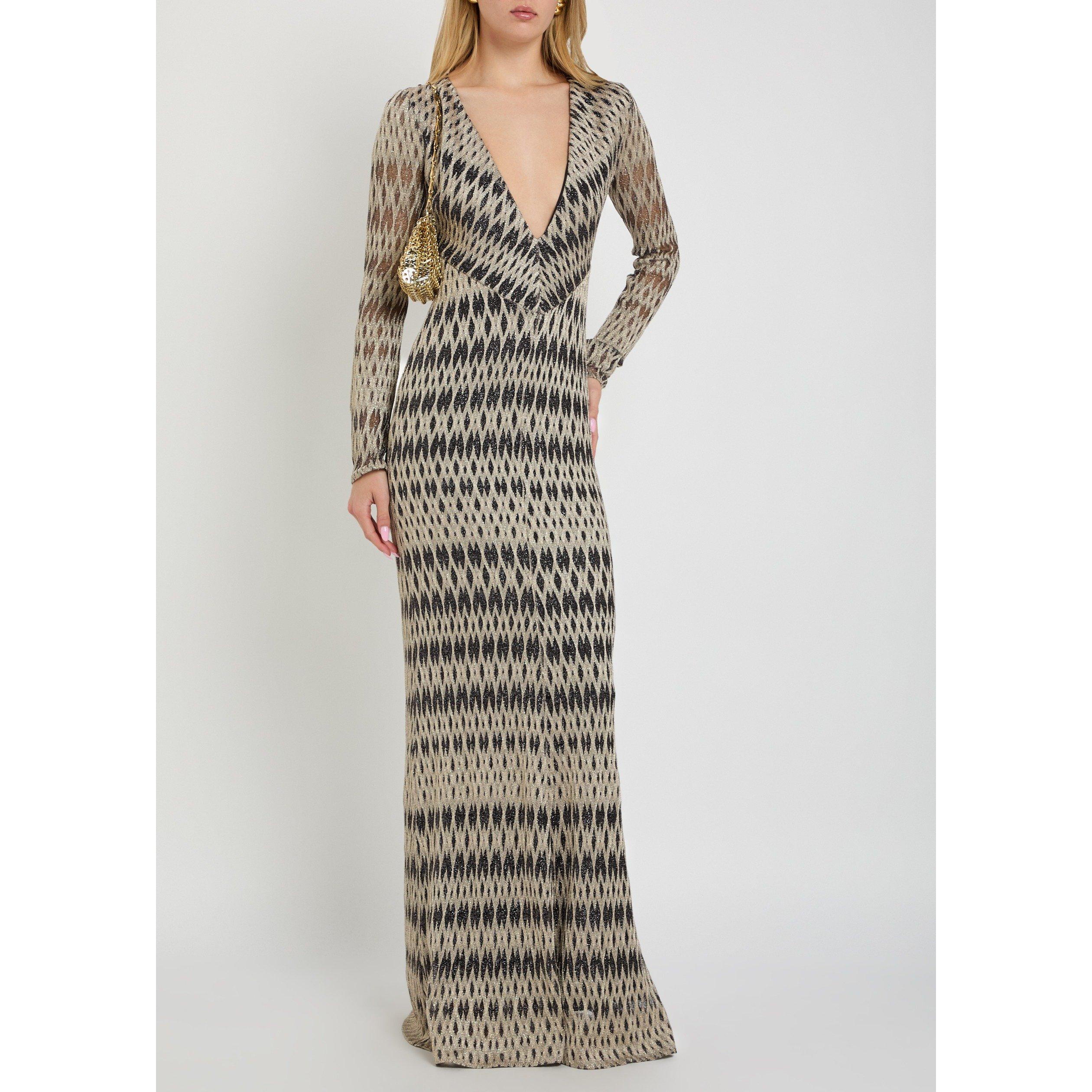 BEIGE AND OTHER - Missoni - Women's V-Neck Long-Sleeve Knitted Dress - 5