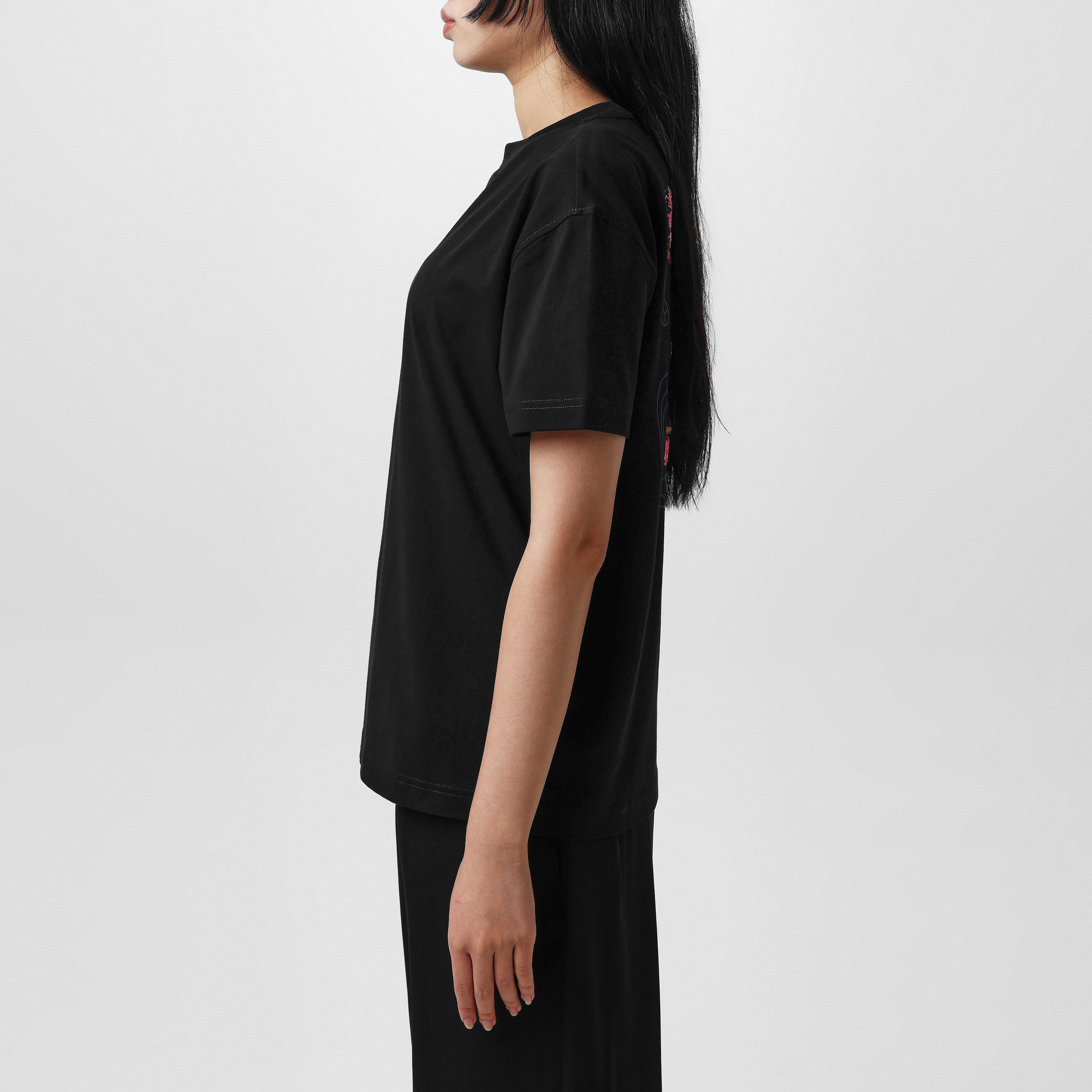 Black - Off White - Women's Arrow Embroidery Contrast Stitch T-shirt - 2