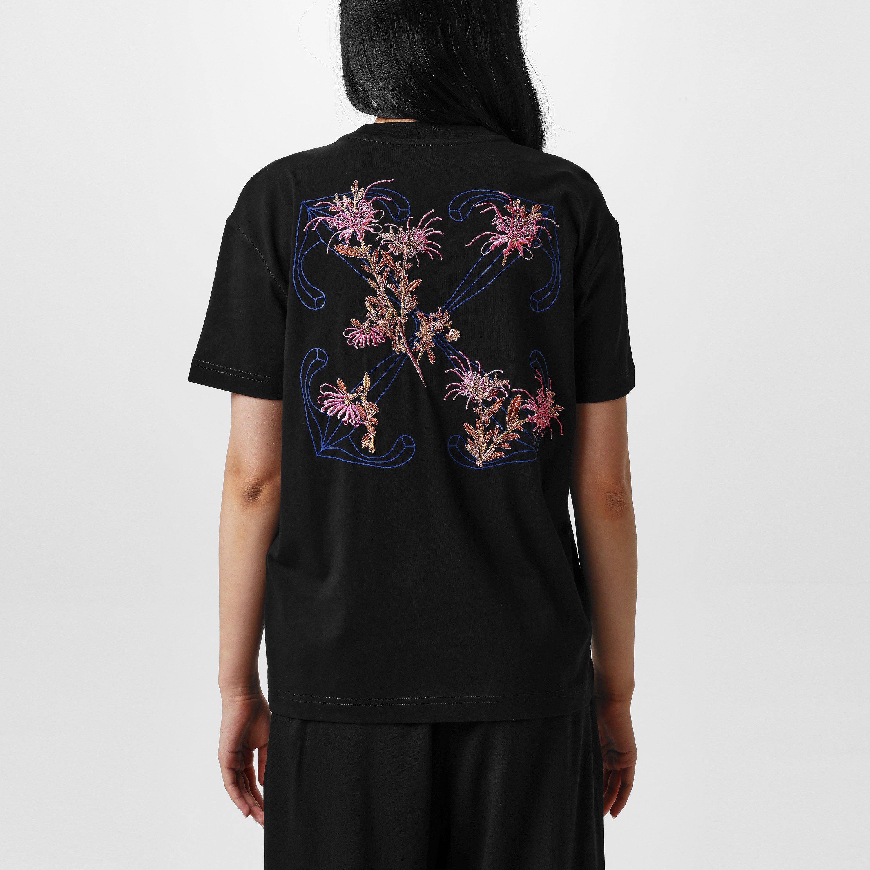 Black - Off White - Women's Arrow Embroidery Contrast Stitch T-shirt - 3