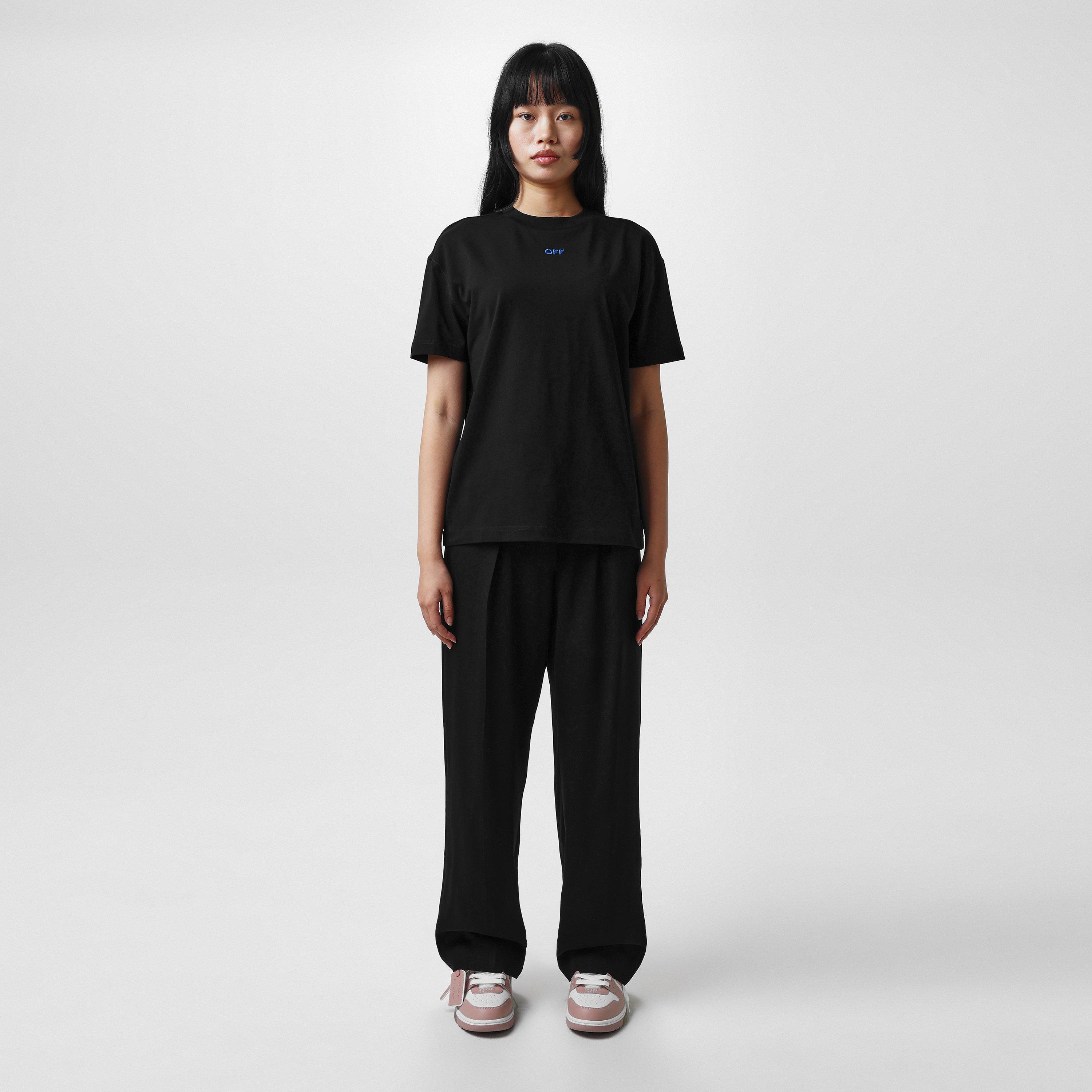 Black - Off White - Women's Arrow Embroidery Contrast Stitch T-shirt - 4