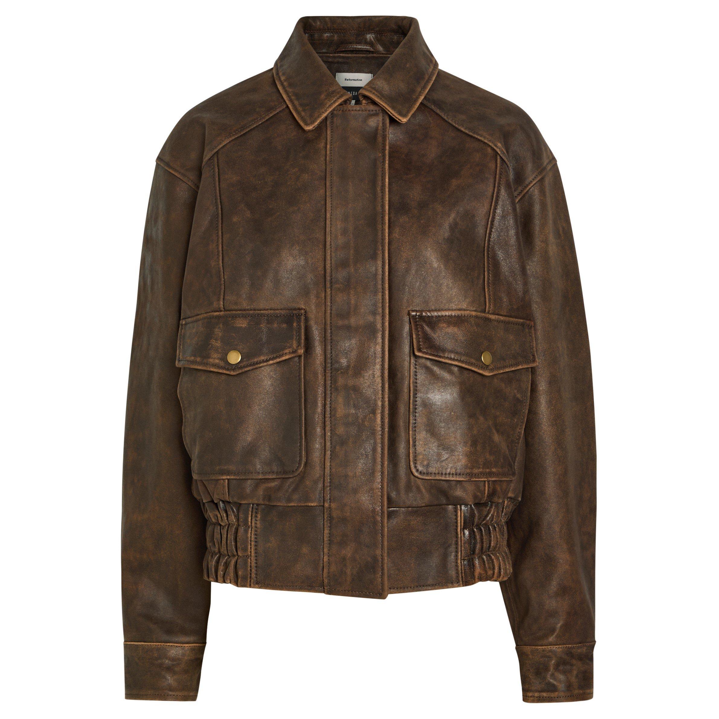 DARK BROWN - Reformation - JKT Veda Daphne Leather Bomber