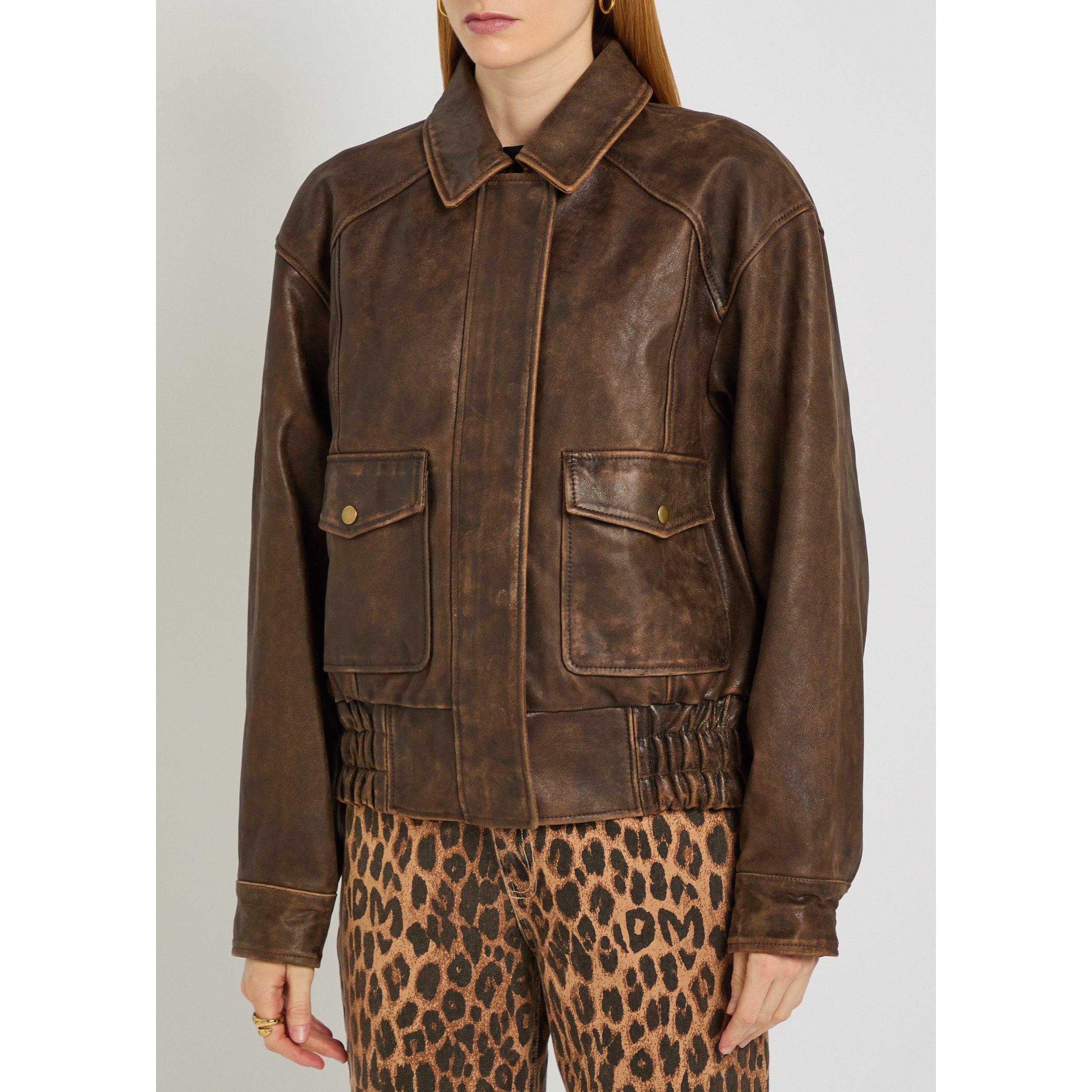 DARK BROWN - Reformation - JKT Veda Daphne Leather Bomber - 2