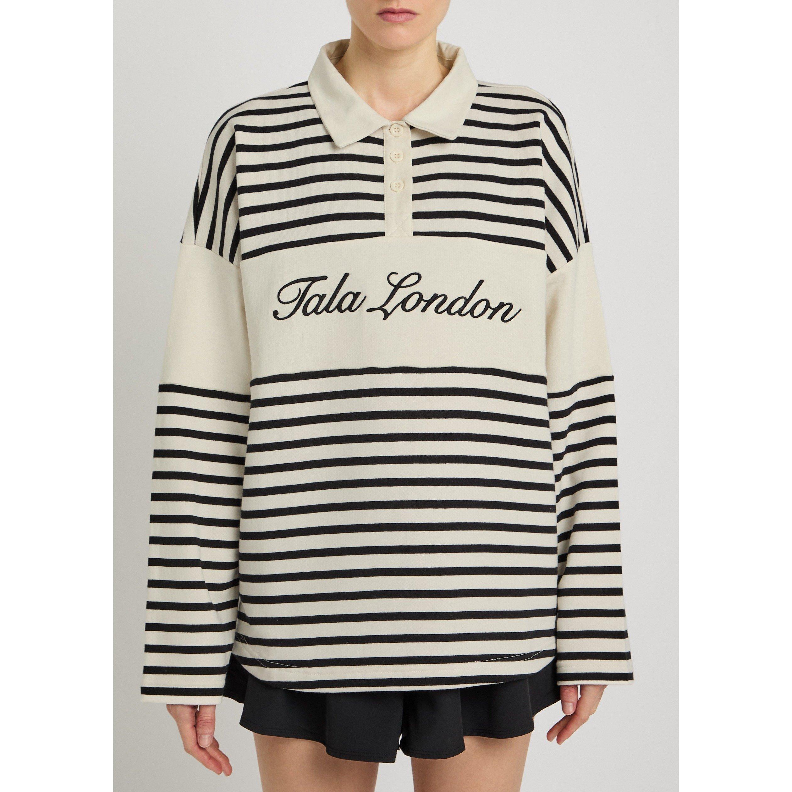 IVORY - TALA - Women's Rugby Polo Striped Cotton Oversized-Fit Sweatshirt - 2