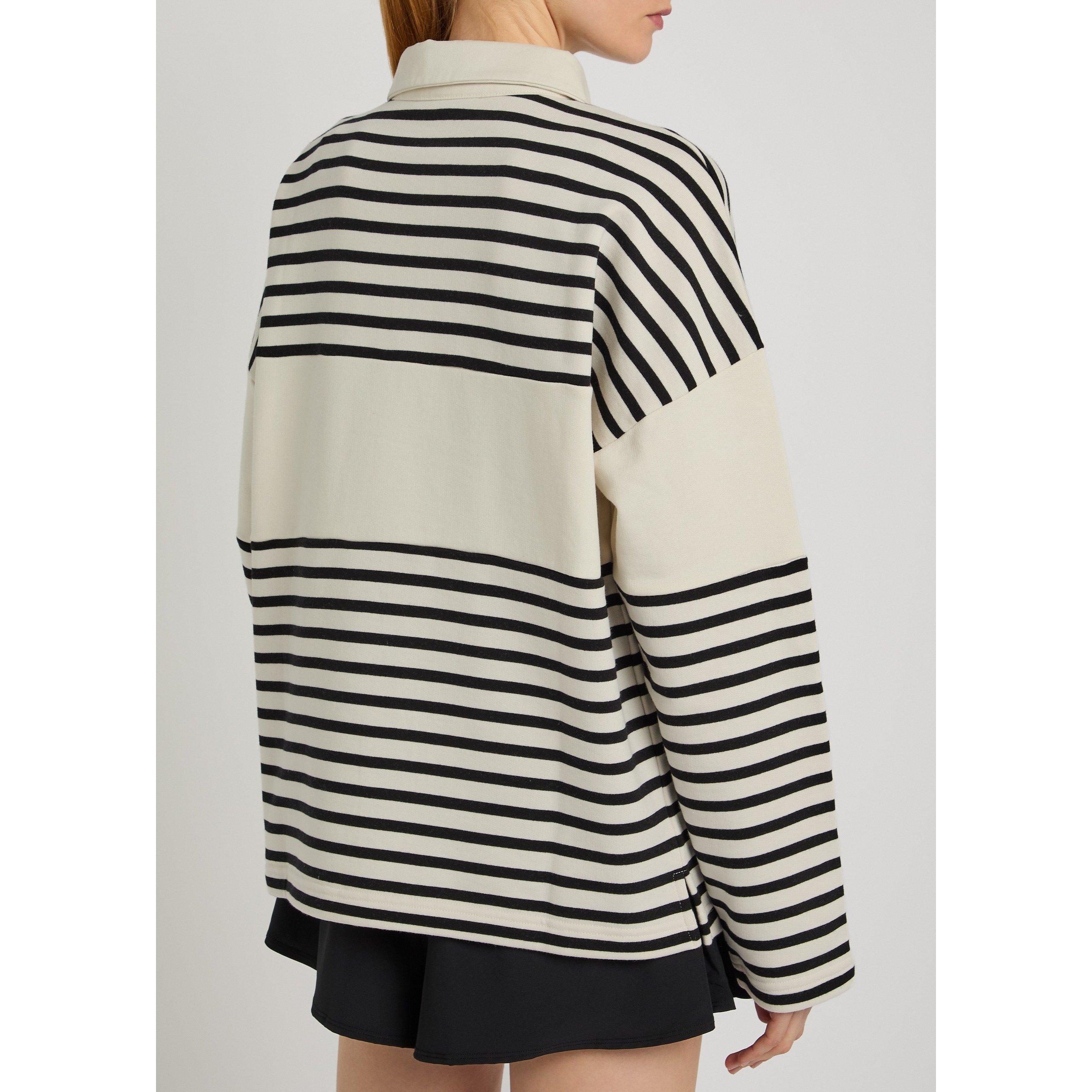 IVORY - TALA - Women's Rugby Polo Striped Cotton Oversized-Fit Sweatshirt - 3