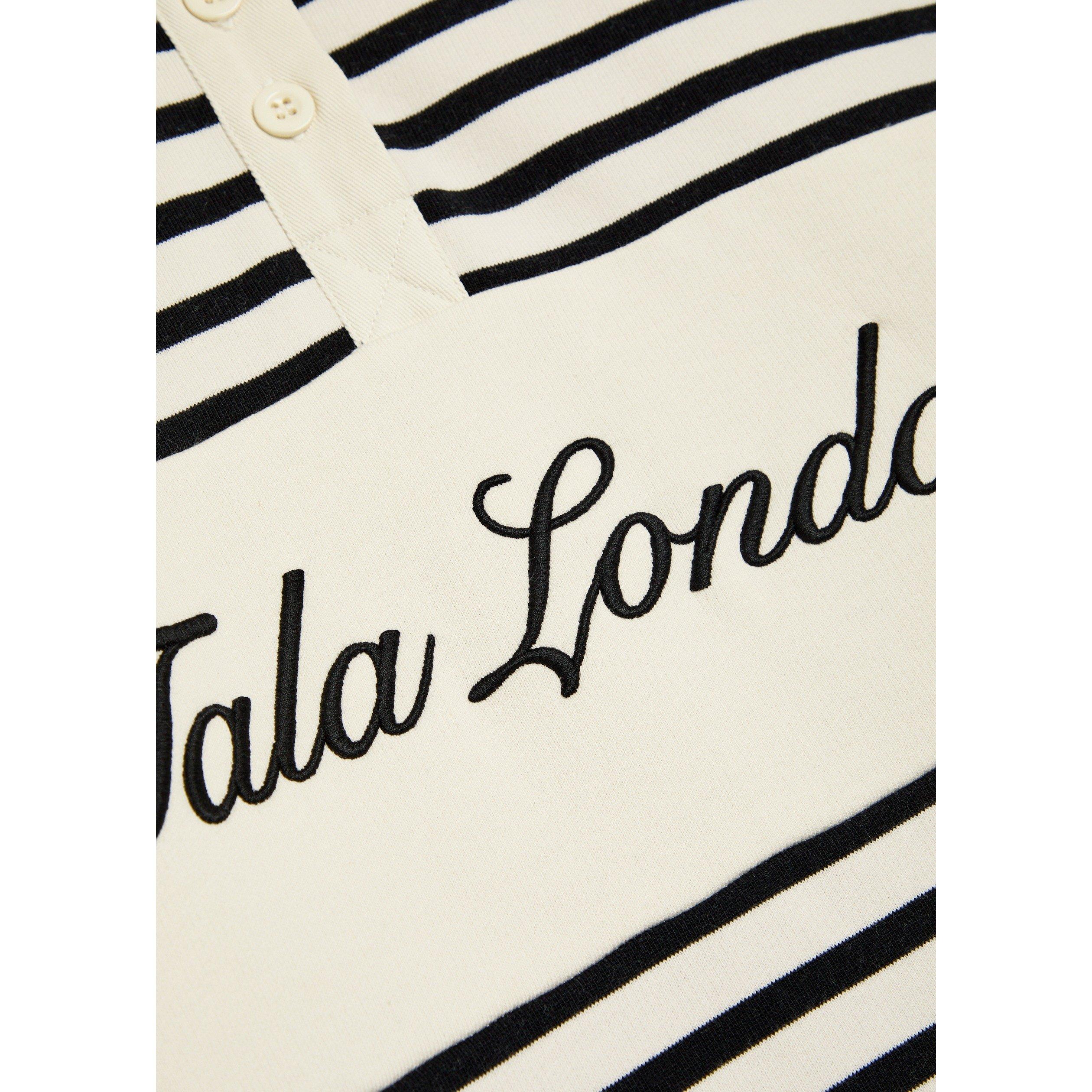 IVORY - TALA - Women's Rugby Polo Striped Cotton Oversized-Fit Sweatshirt - 4
