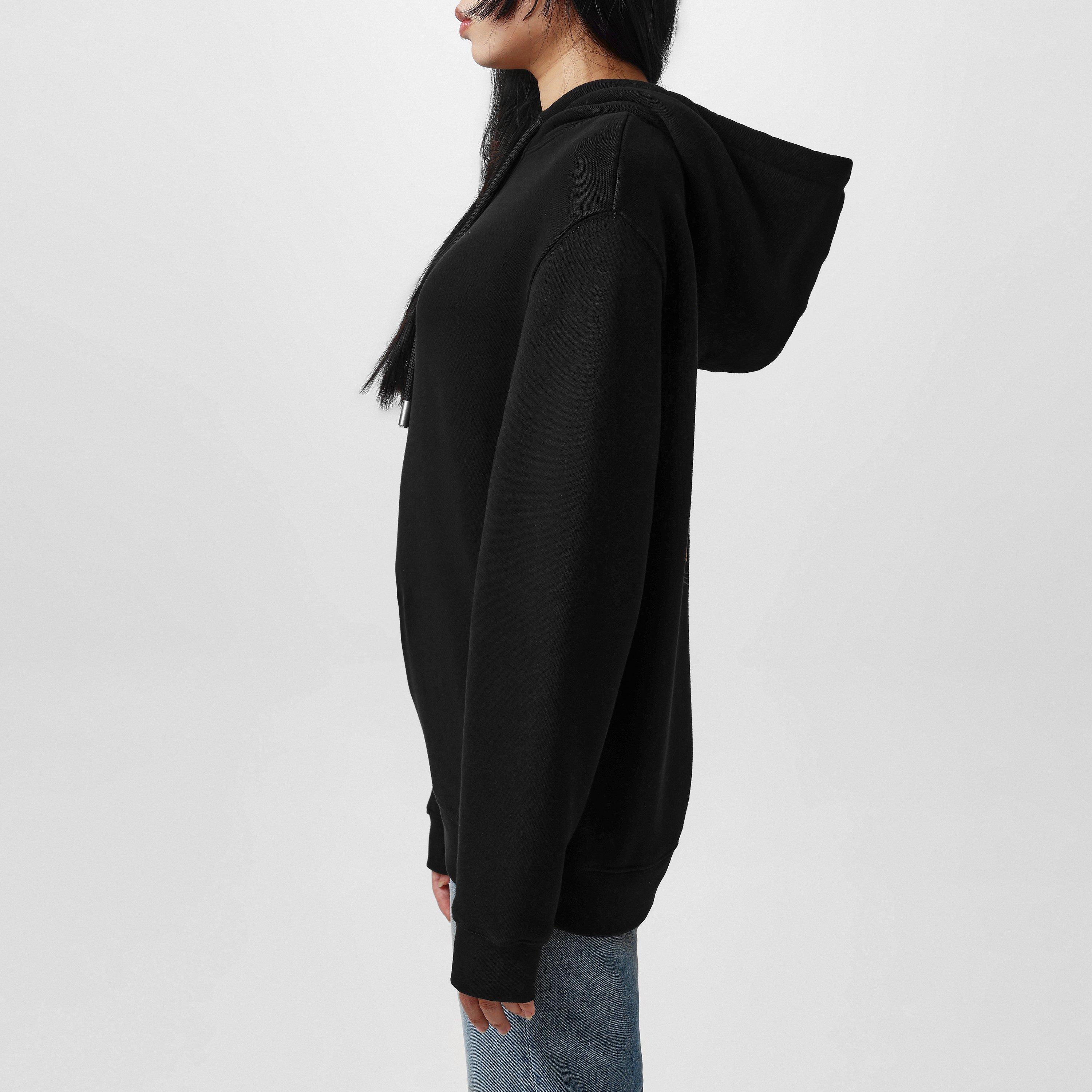 Black - Off White - Women's Embroidered Arw Hoodie, Arrow Design - 2