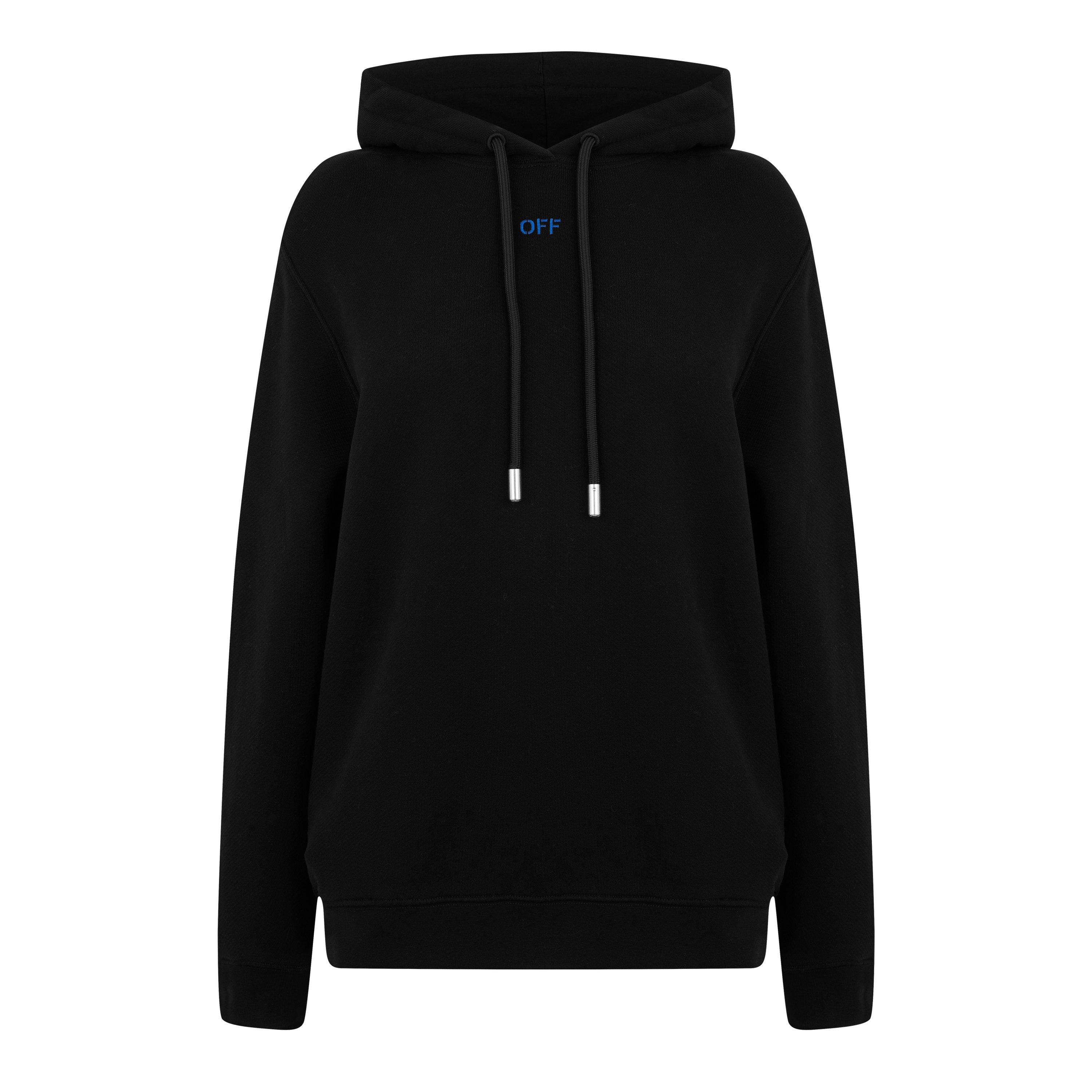 Black - Off White - Women's Embroidered Arw Hoodie, Arrow Design - 5