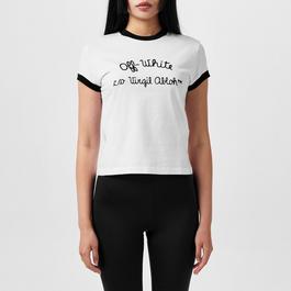 Off White Embroidered Script T-Shirt