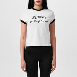 Off White Embroidered Script T Shirt