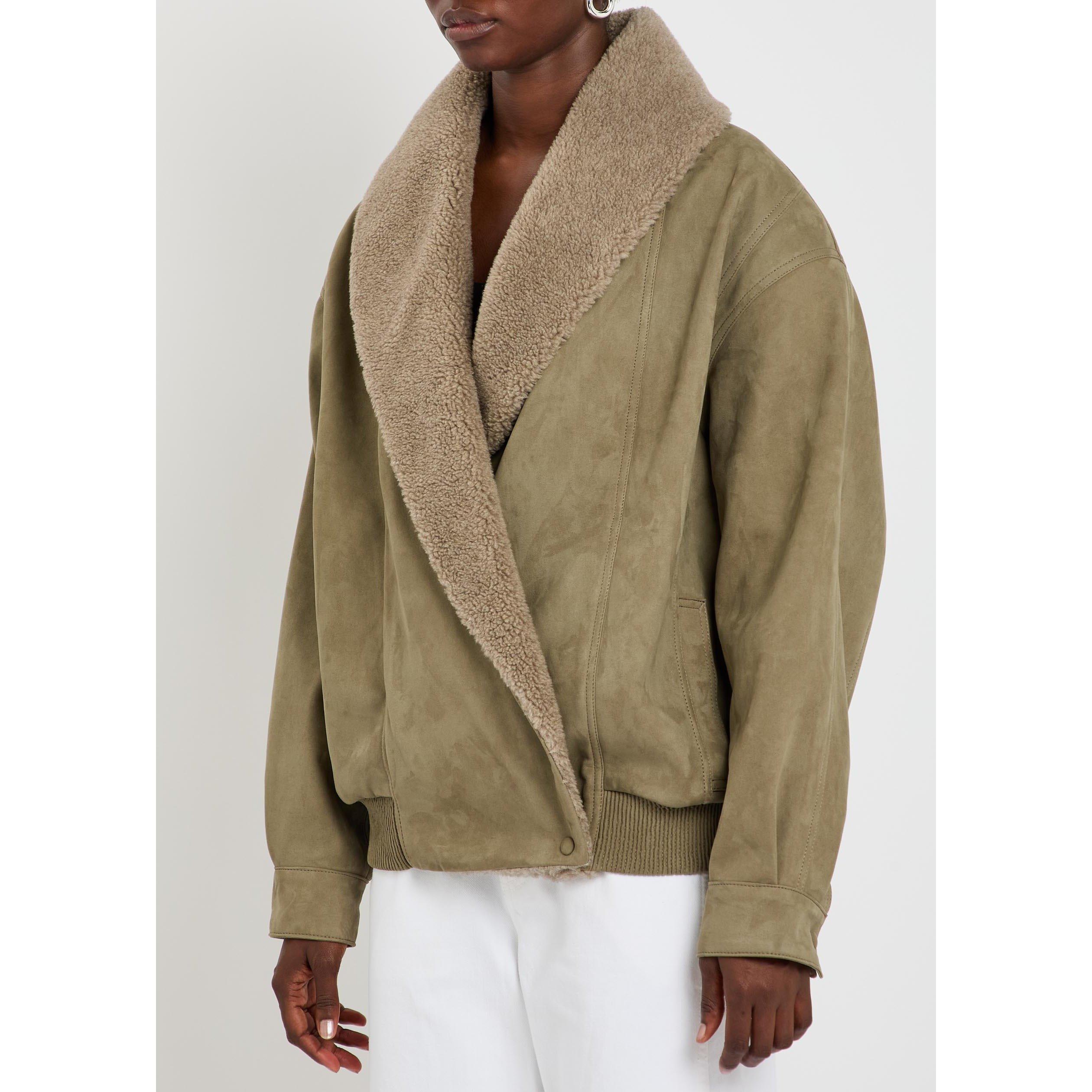 BROWN - Stella McCartney - Altersuede Plush-Trimmed Jacke - 2