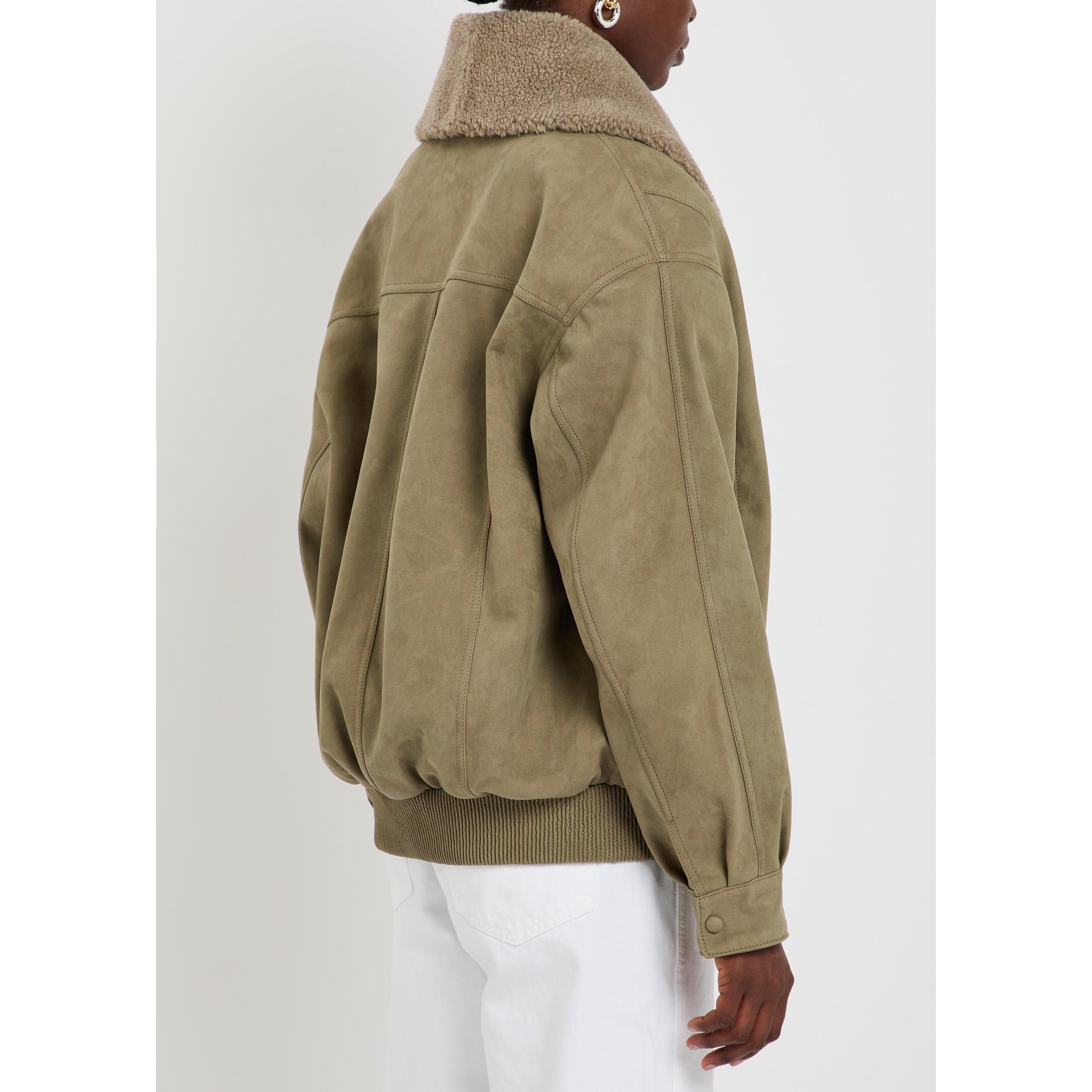 BROWN - Stella McCartney - Altersuede Plush-Trimmed Jacke - 3