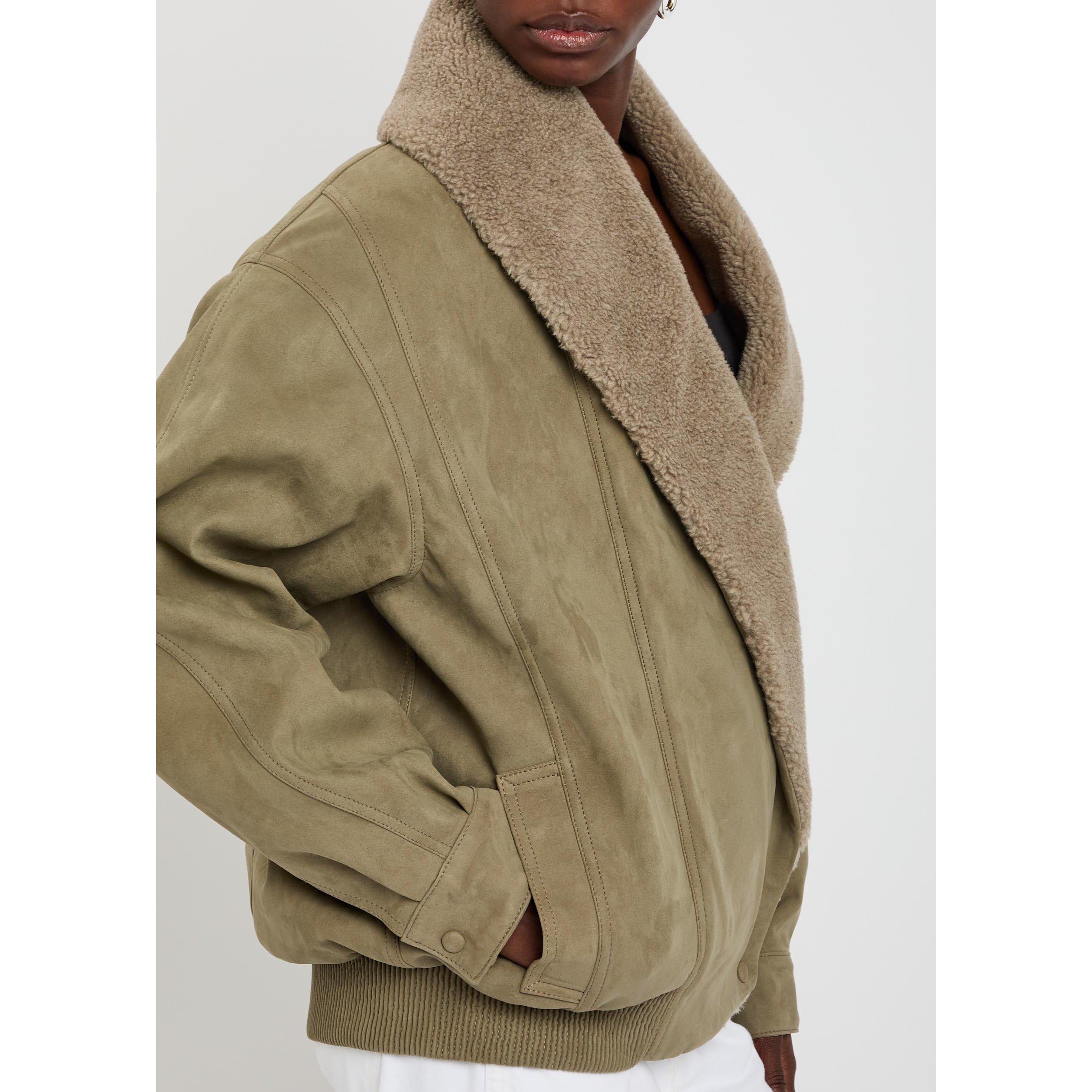 BROWN - Stella McCartney - Altersuede Plush-Trimmed Jacke - 4
