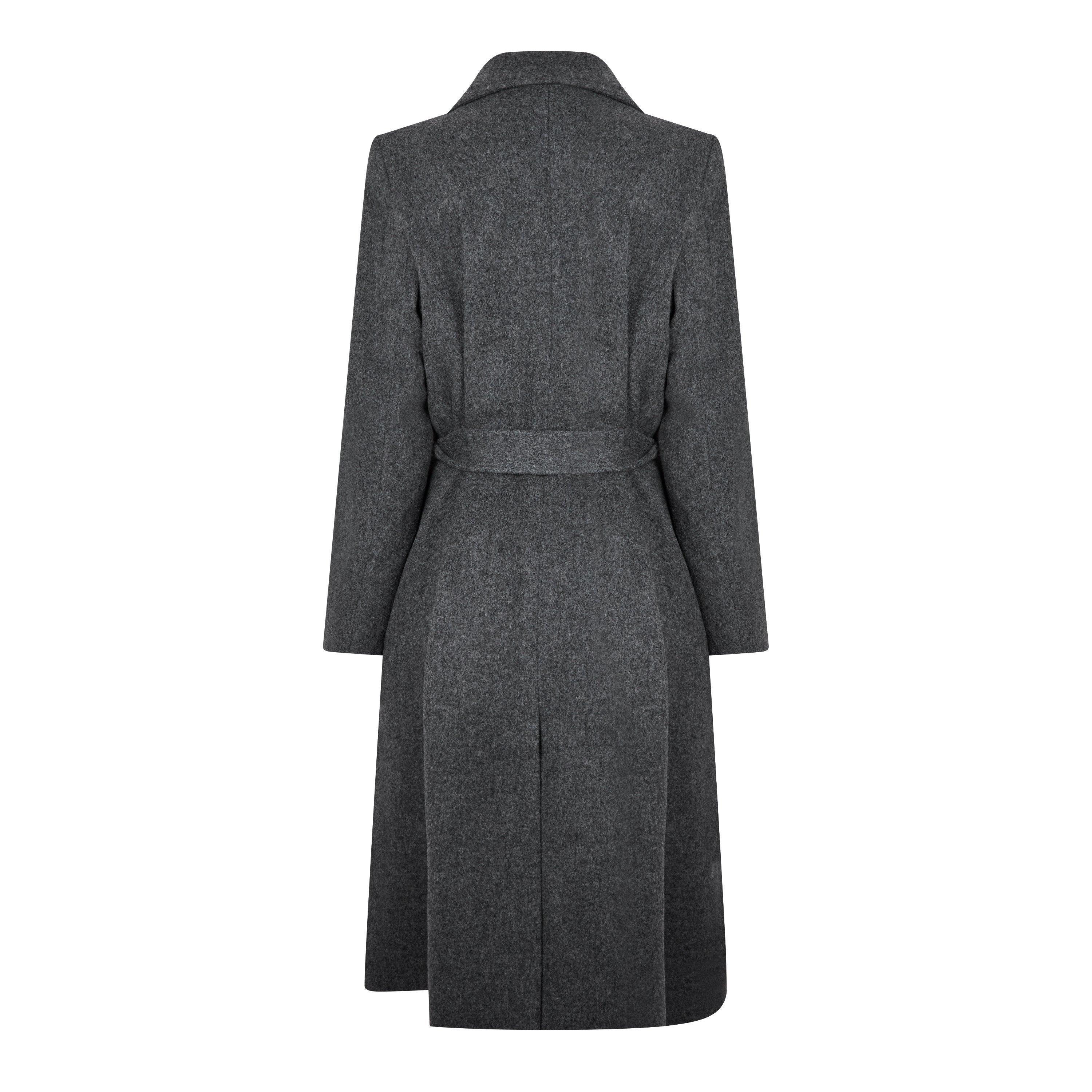 Charcoal - Barbour - Women's Clodagh Wool Mid-Length Trench Overcoat - 6