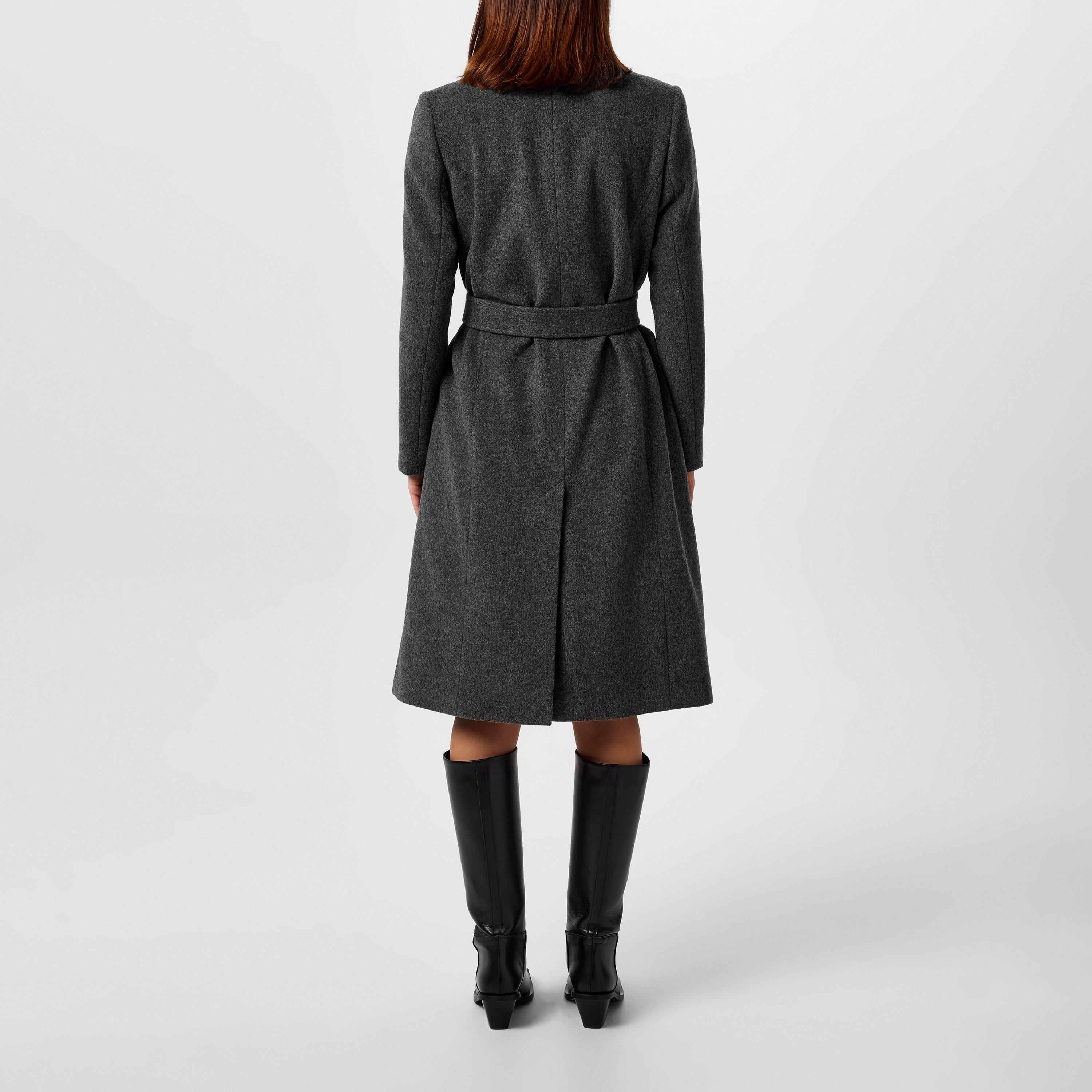 Charcoal - Barbour - Women's Clodagh Wool Mid-Length Trench Overcoat - 3