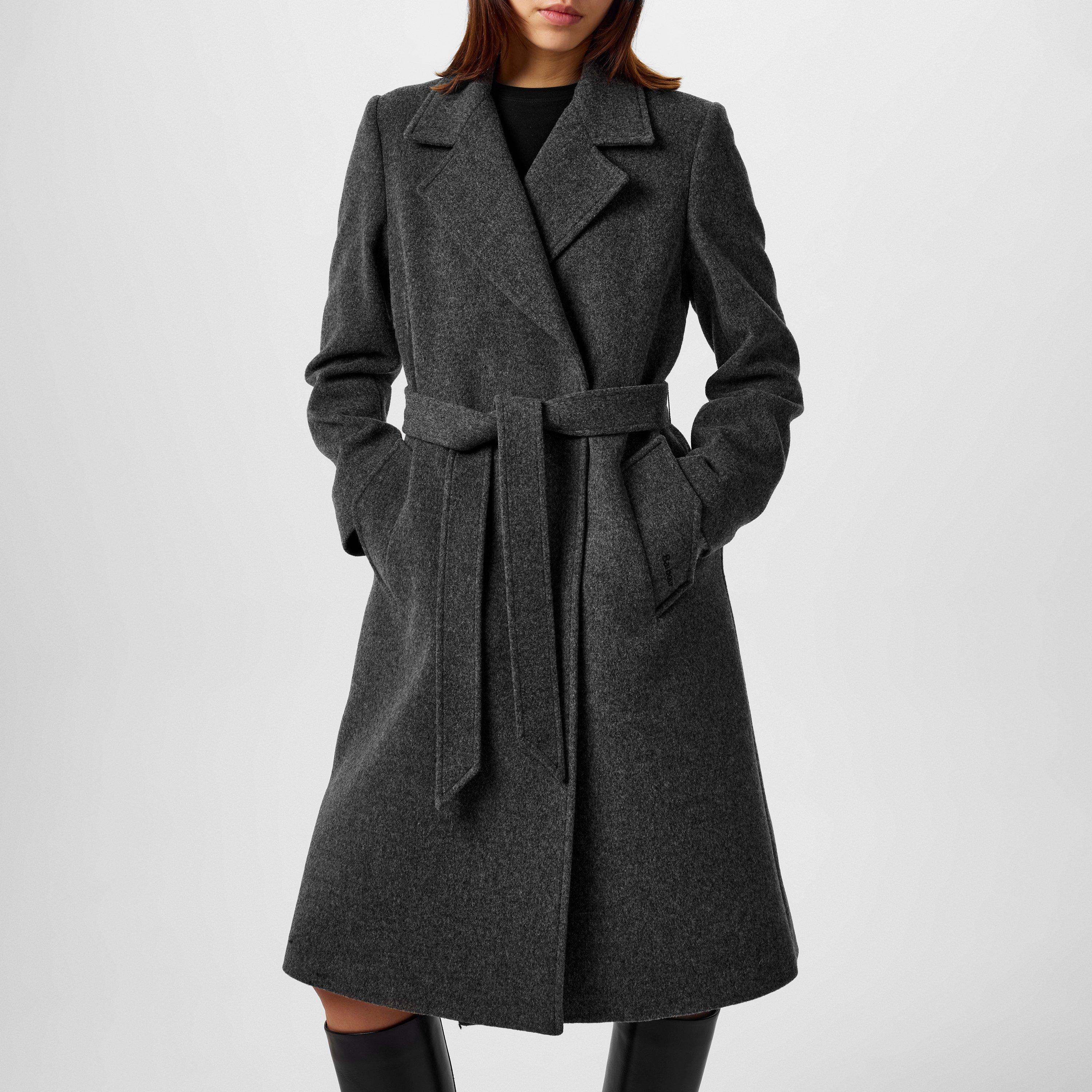 Charcoal - Barbour - Women's Clodagh Wool Mid-Length Trench Overcoat - 4