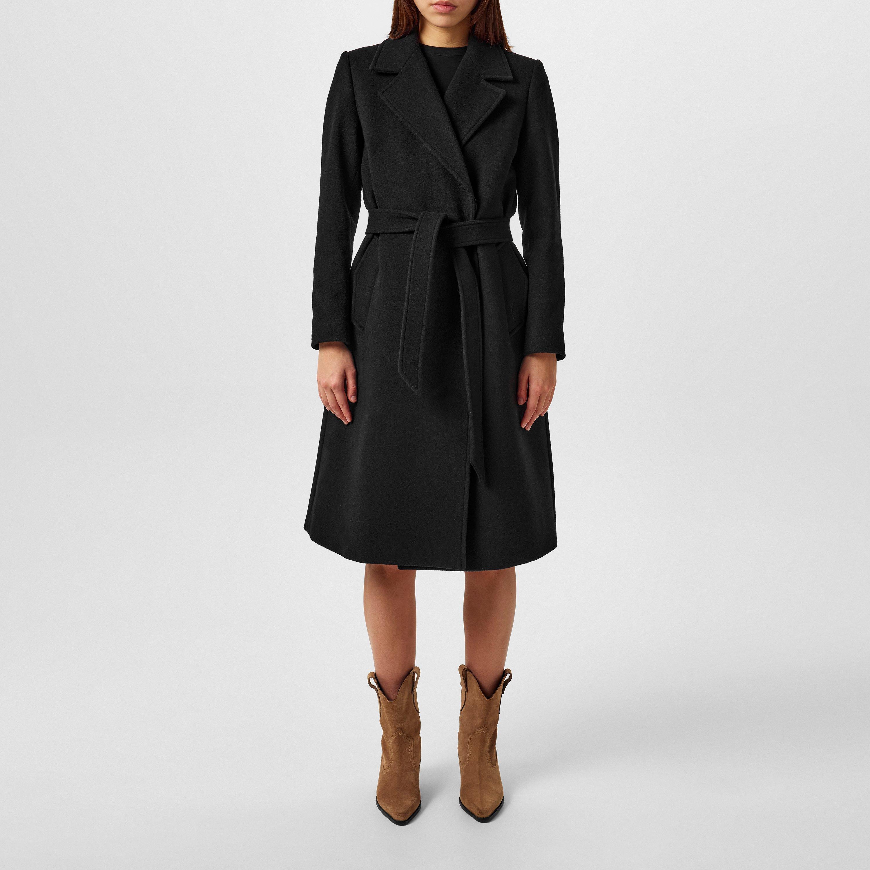 Black - Barbour - Women's Clodagh Wool Mid-Length Trench Overcoat - 1
