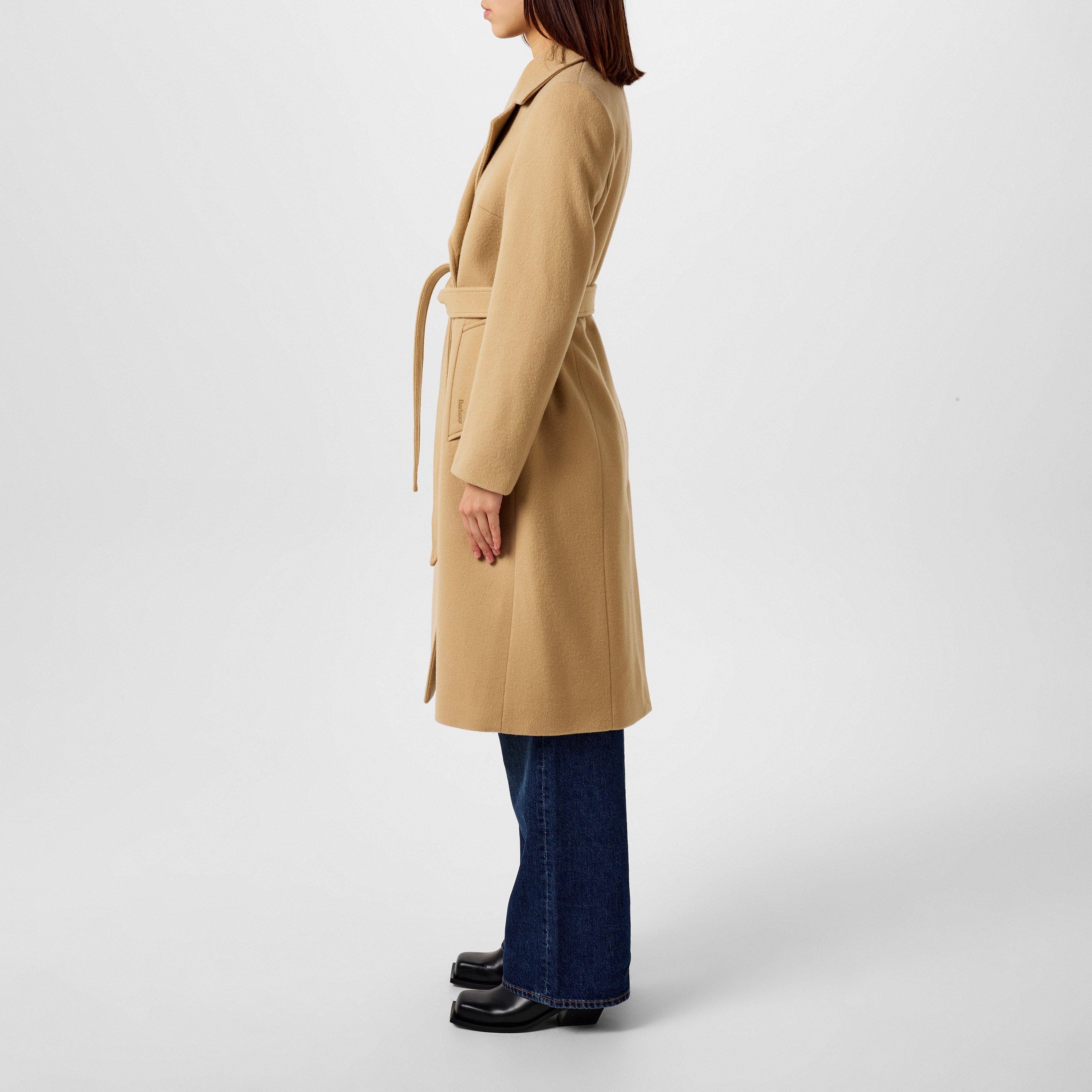 Camel - Barbour - Women's Clodagh Wool Mid-Length Trench Overcoat - 2