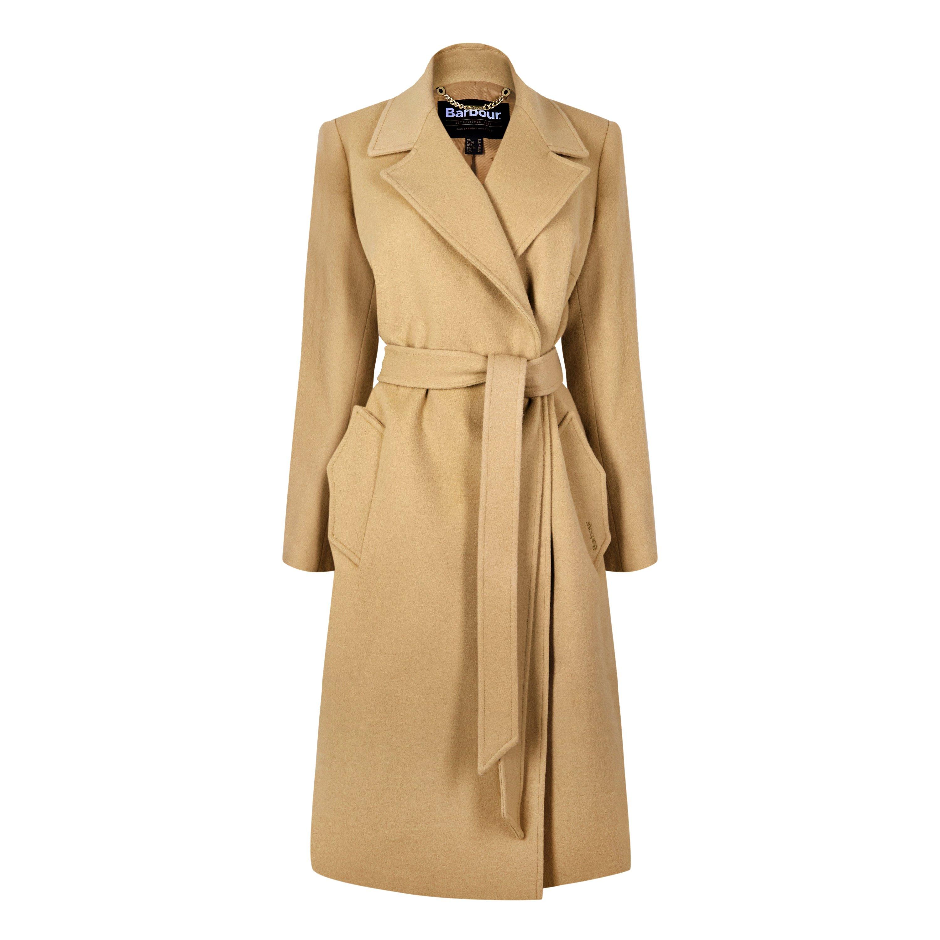 Camel - Barbour - Women's Clodagh Wool Mid-Length Trench Overcoat - 5