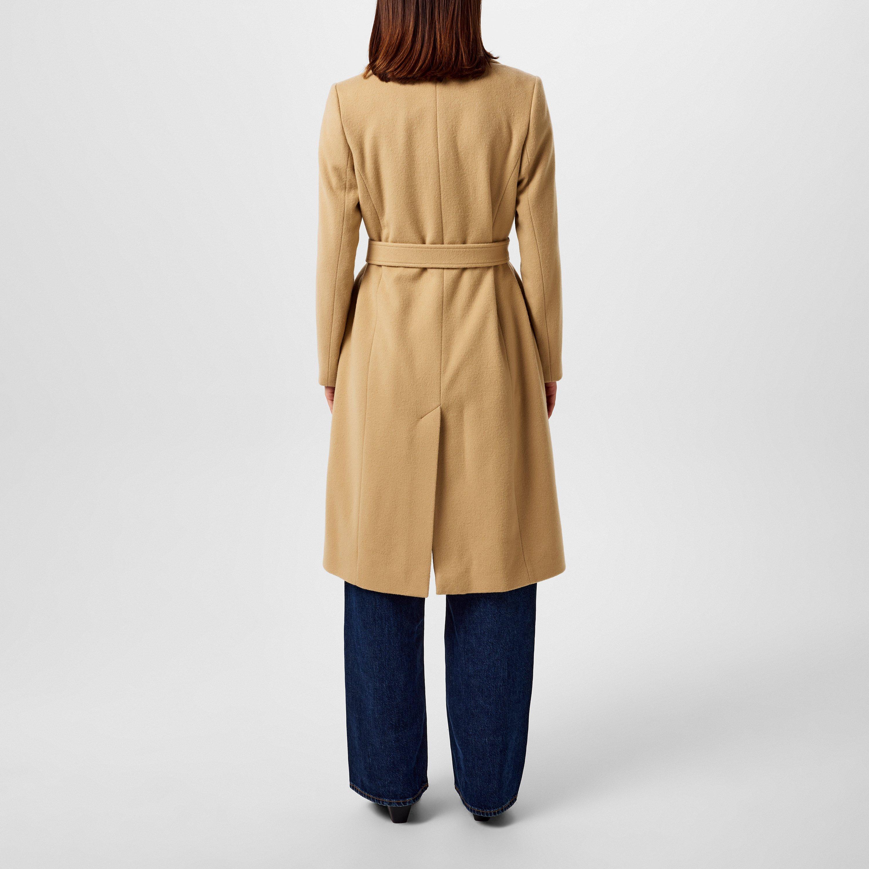 Camel - Barbour - Women's Clodagh Wool Mid-Length Trench Overcoat - 3