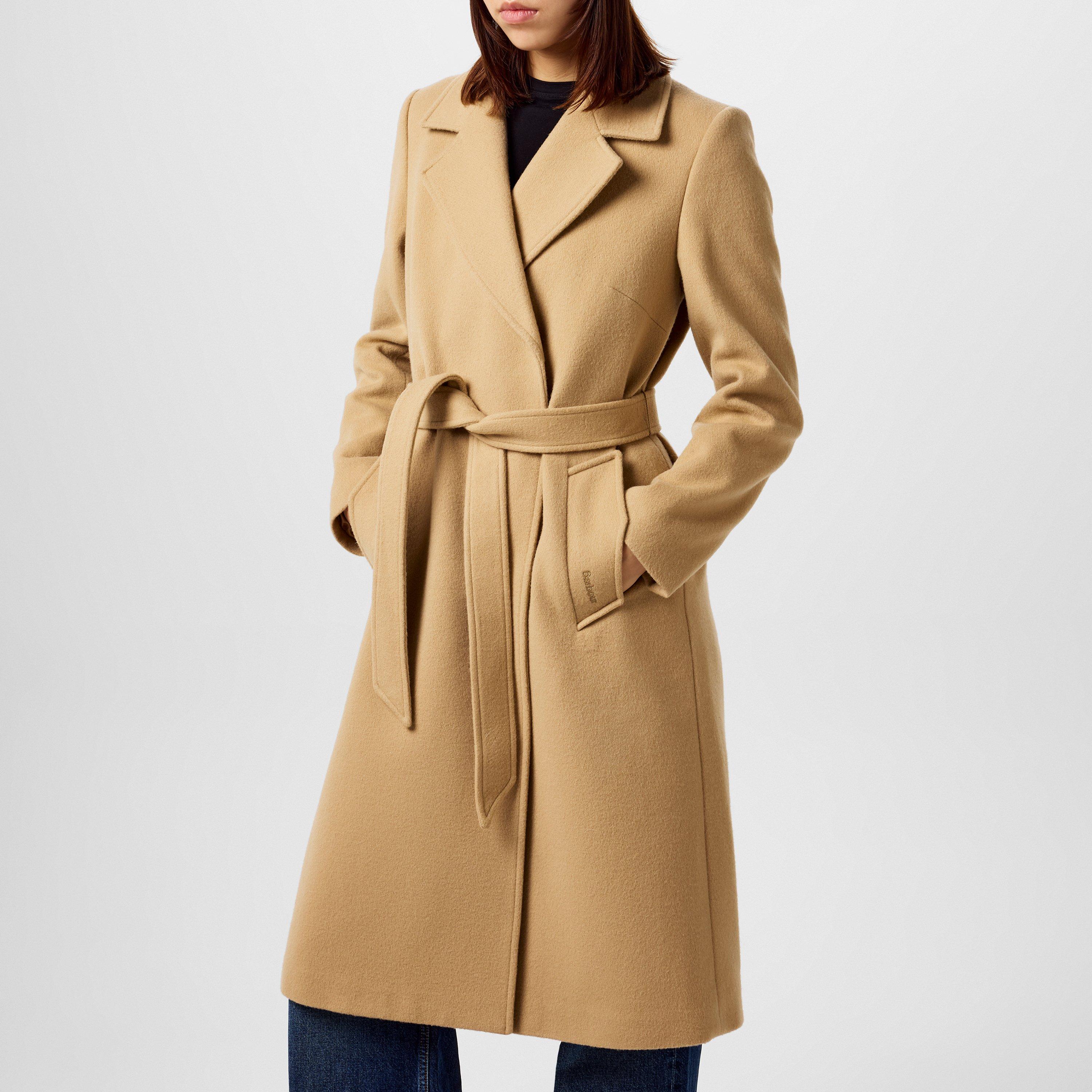Camel - Barbour - Women's Clodagh Wool Mid-Length Trench Overcoat - 4
