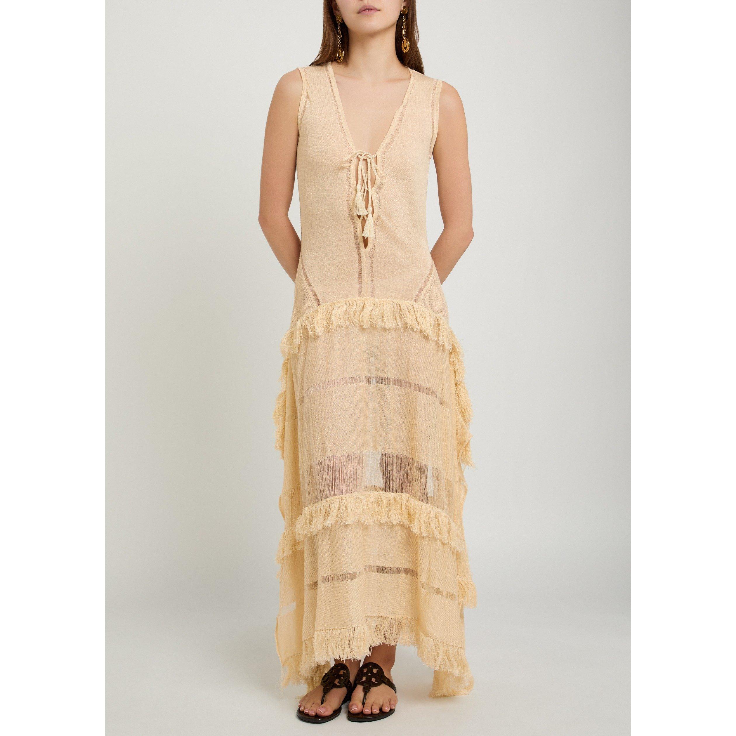 NATURAL - Caravana - KNITTED SLEEVELESS MIDI DRESS - 5