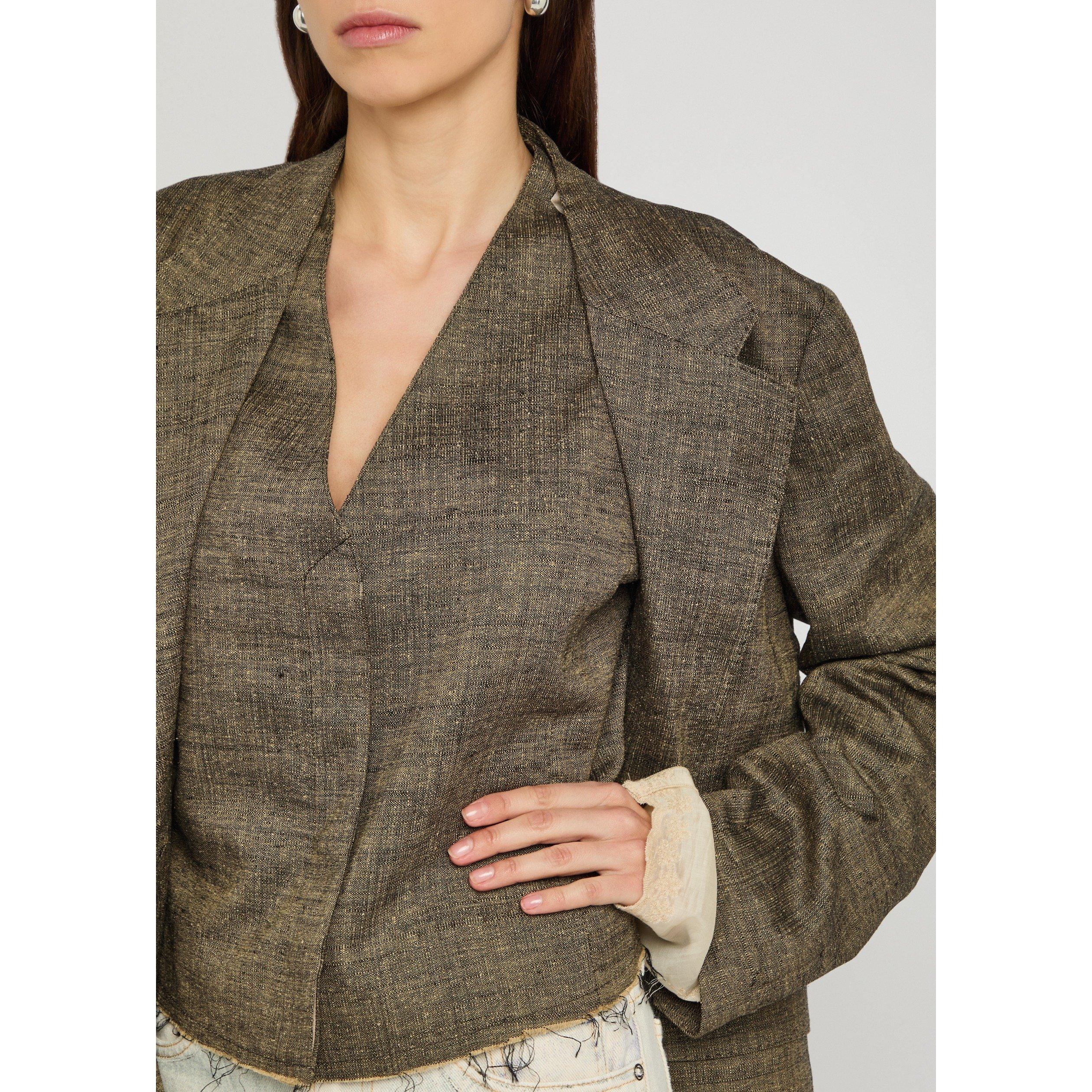 BROWN - Our Legacy - Women's Base Linen Slim-Fit Waistcoat - 4