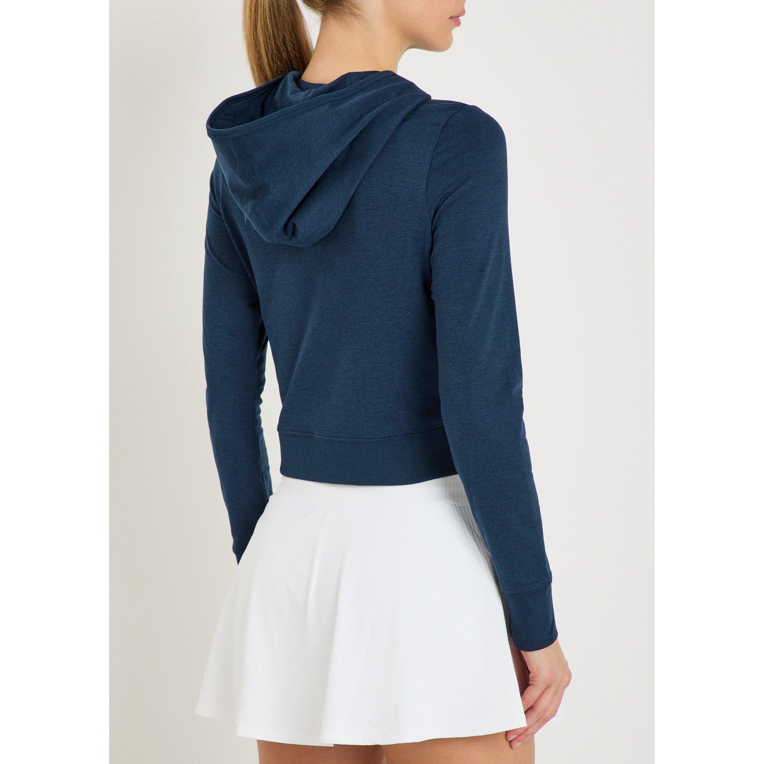 NAVY - Vuori - Women's Halo Mini Full-Zip Cropped Slim-Fit Hoodie - 3