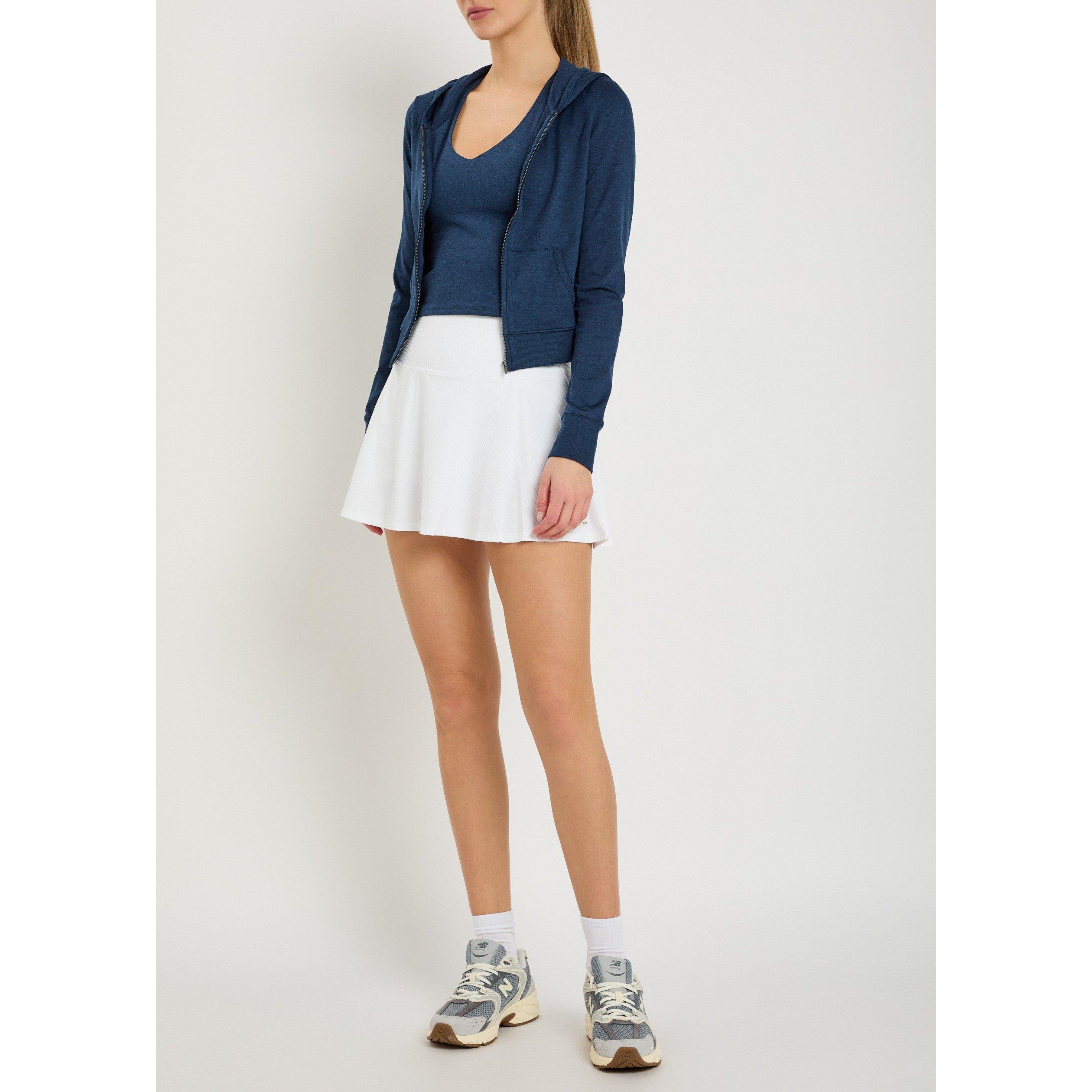 NAVY - Vuori - Women's Halo Mini Full-Zip Cropped Slim-Fit Hoodie - 5