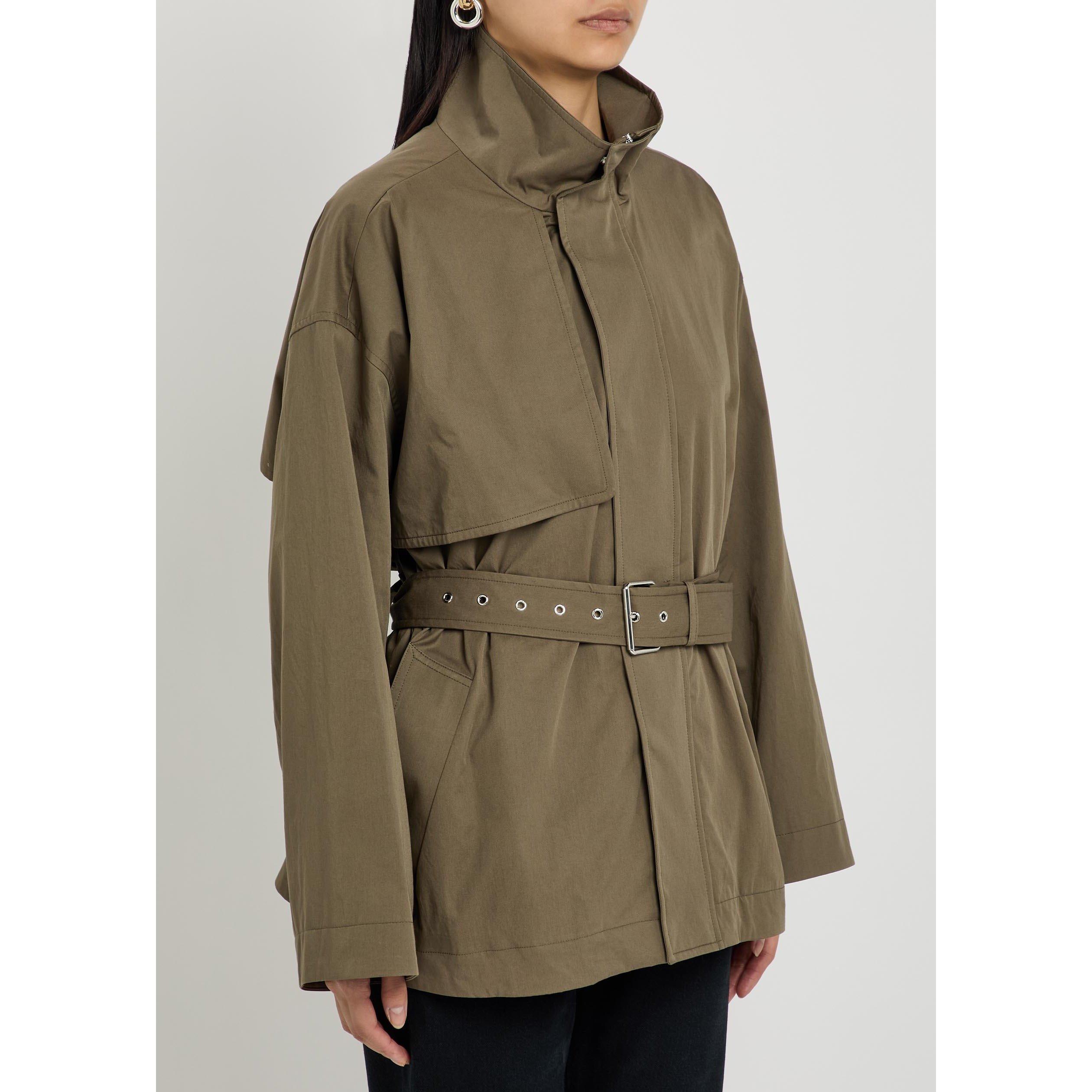 GREEN - Frame Denim - Women's Short Field Cotton Oversized-Fit Trench Coat - 2