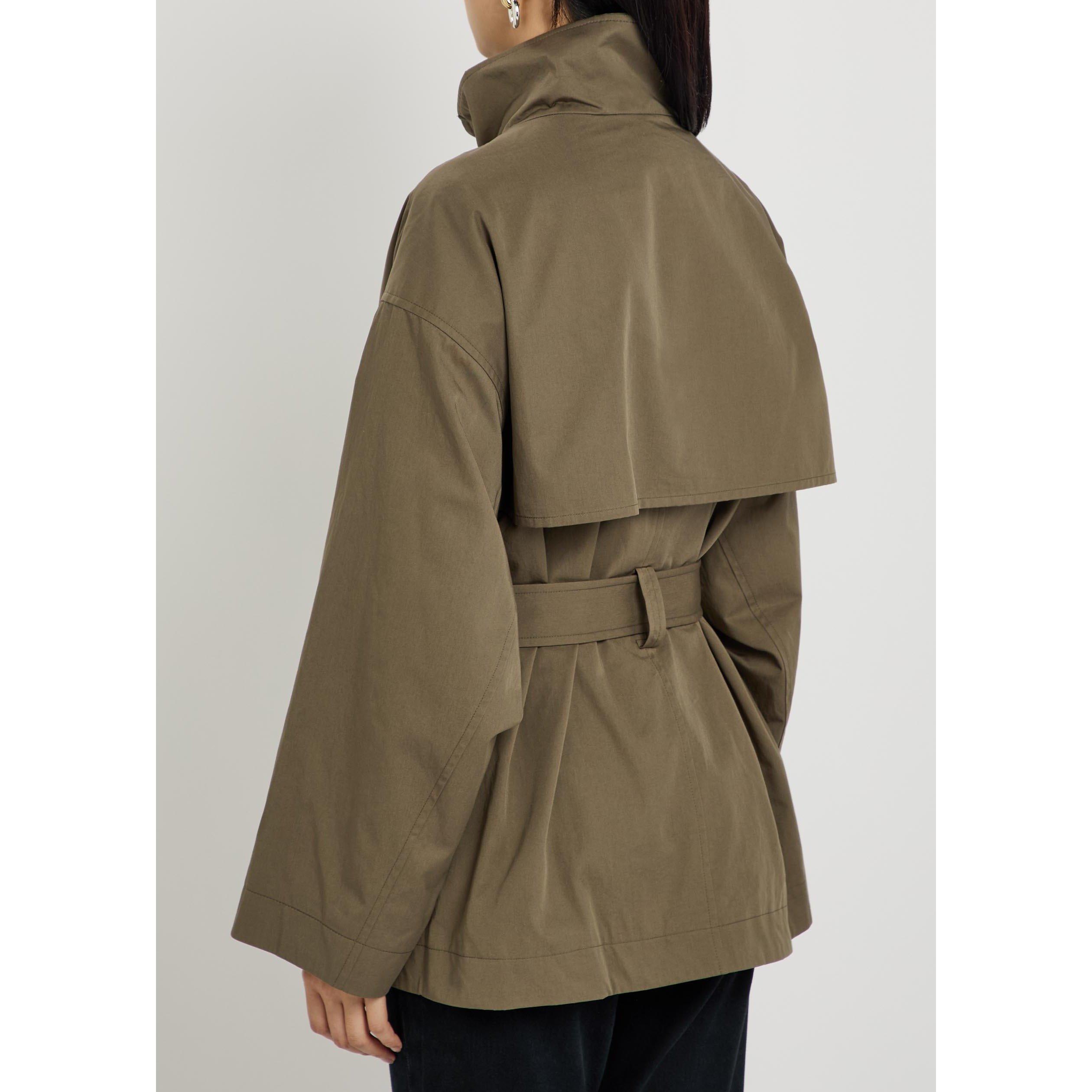 GREEN - Frame Denim - Women's Short Field Cotton Oversized-Fit Trench Coat - 3