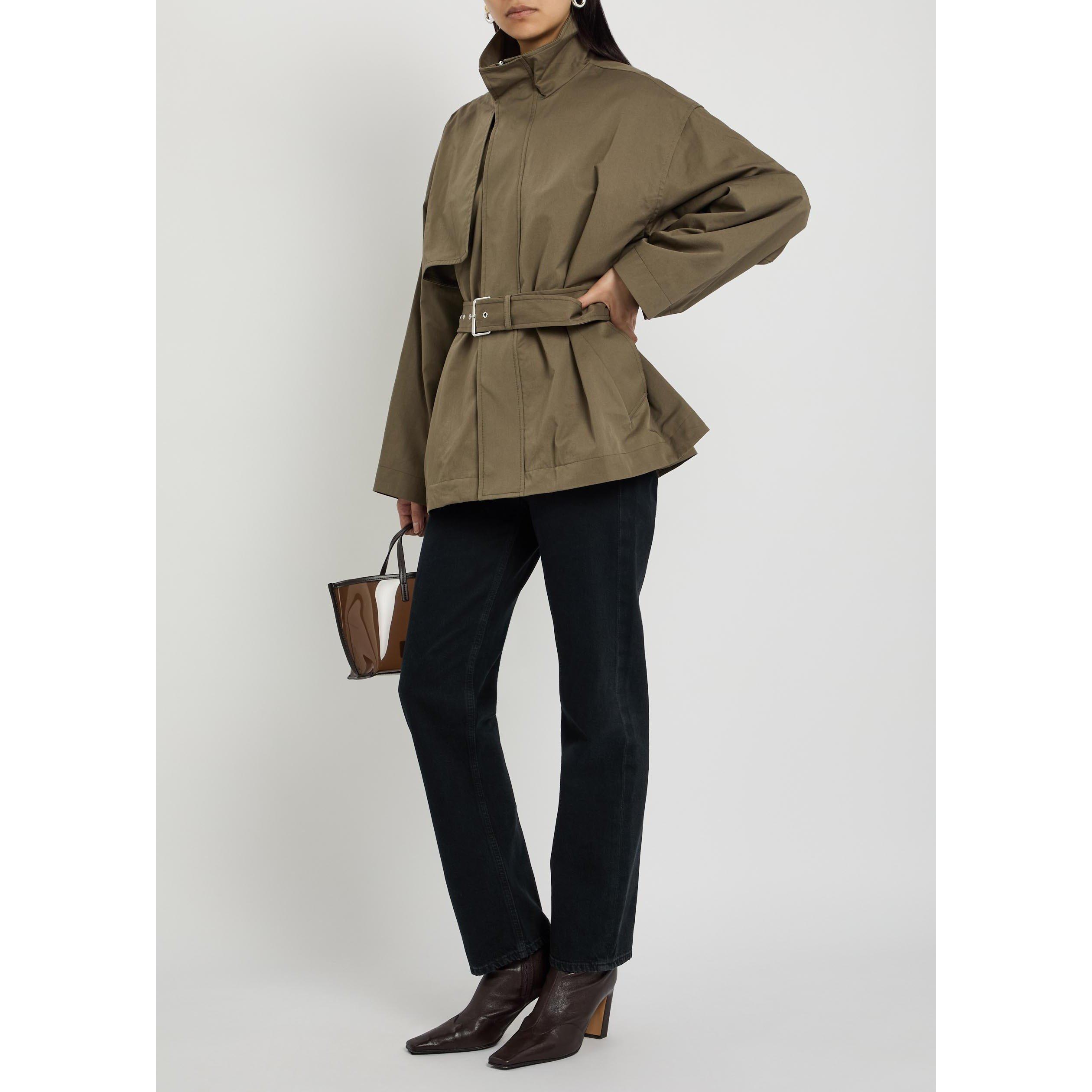 GREEN - Frame Denim - Women's Short Field Cotton Oversized-Fit Trench Coat - 5